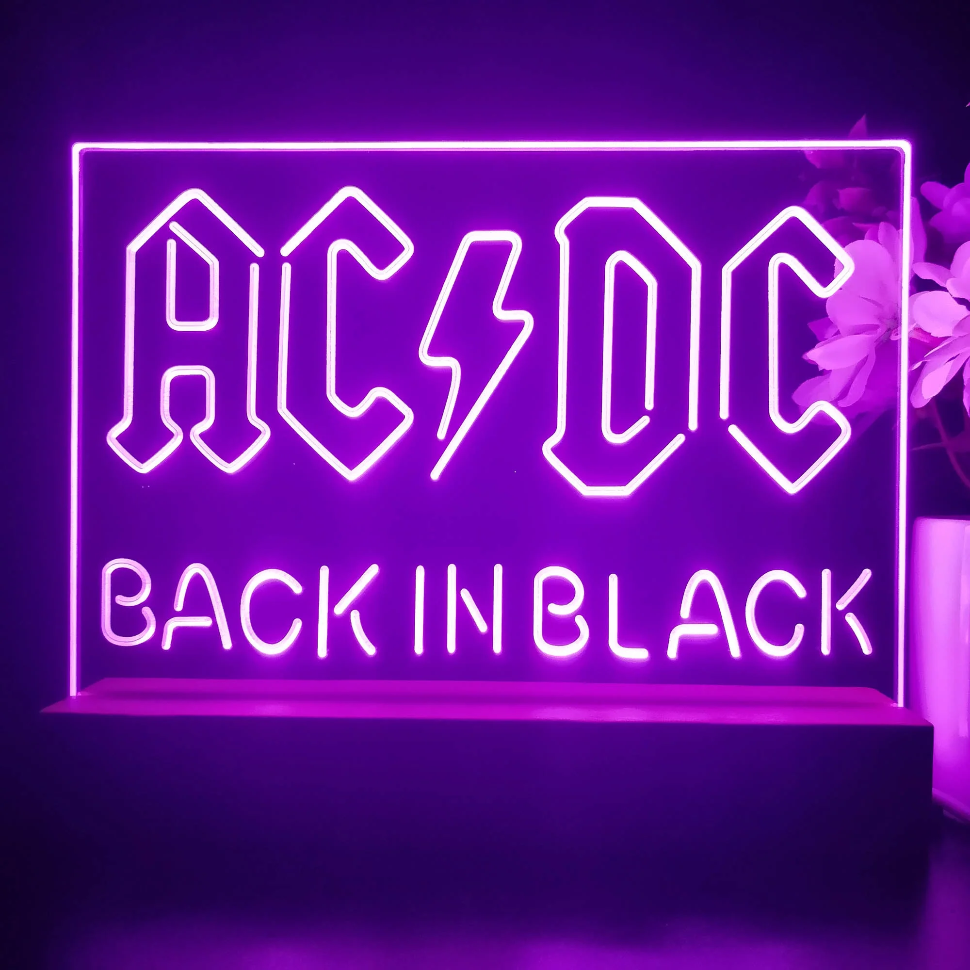 ACDC Back In Black Music Band 3D Illusion Night Light Desk Lamp - Image 4