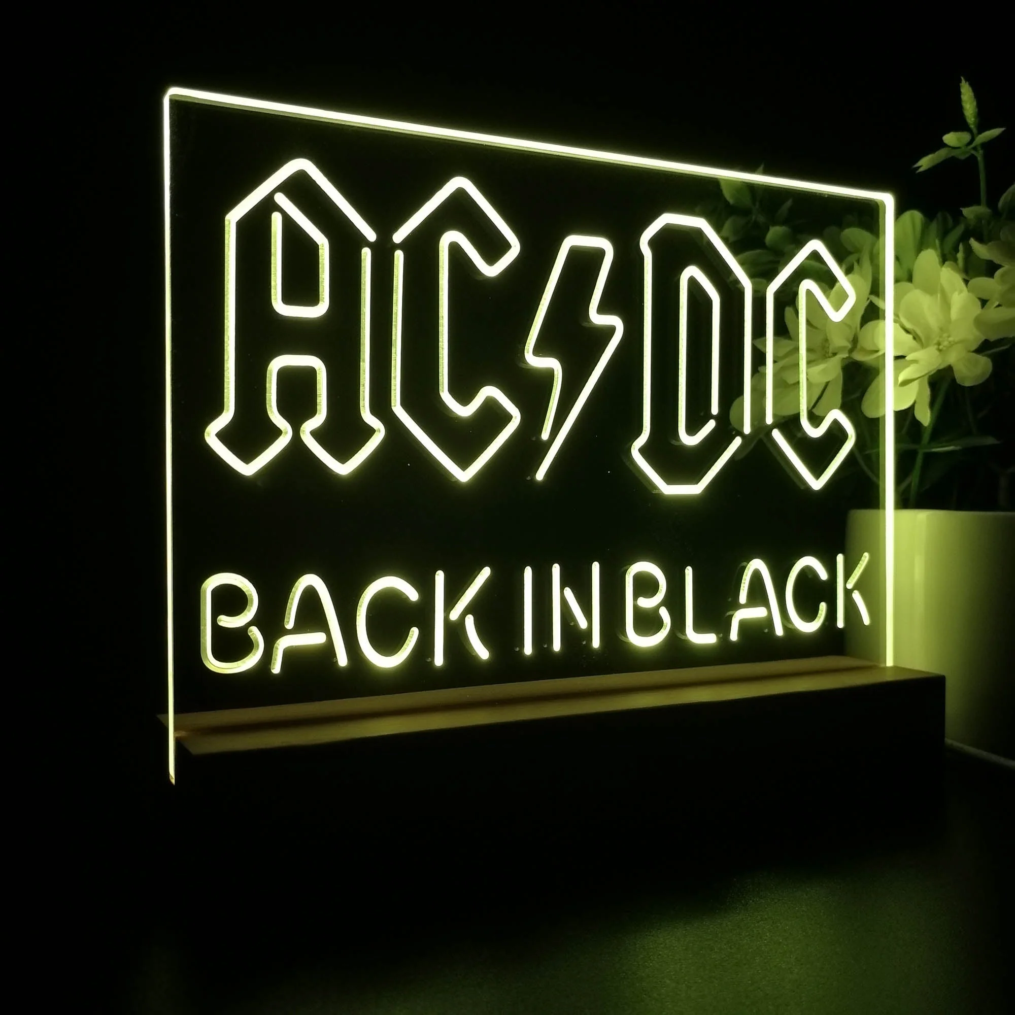 ACDC Back In Black Music Band 3D Illusion Night Light Desk Lamp - Image 6