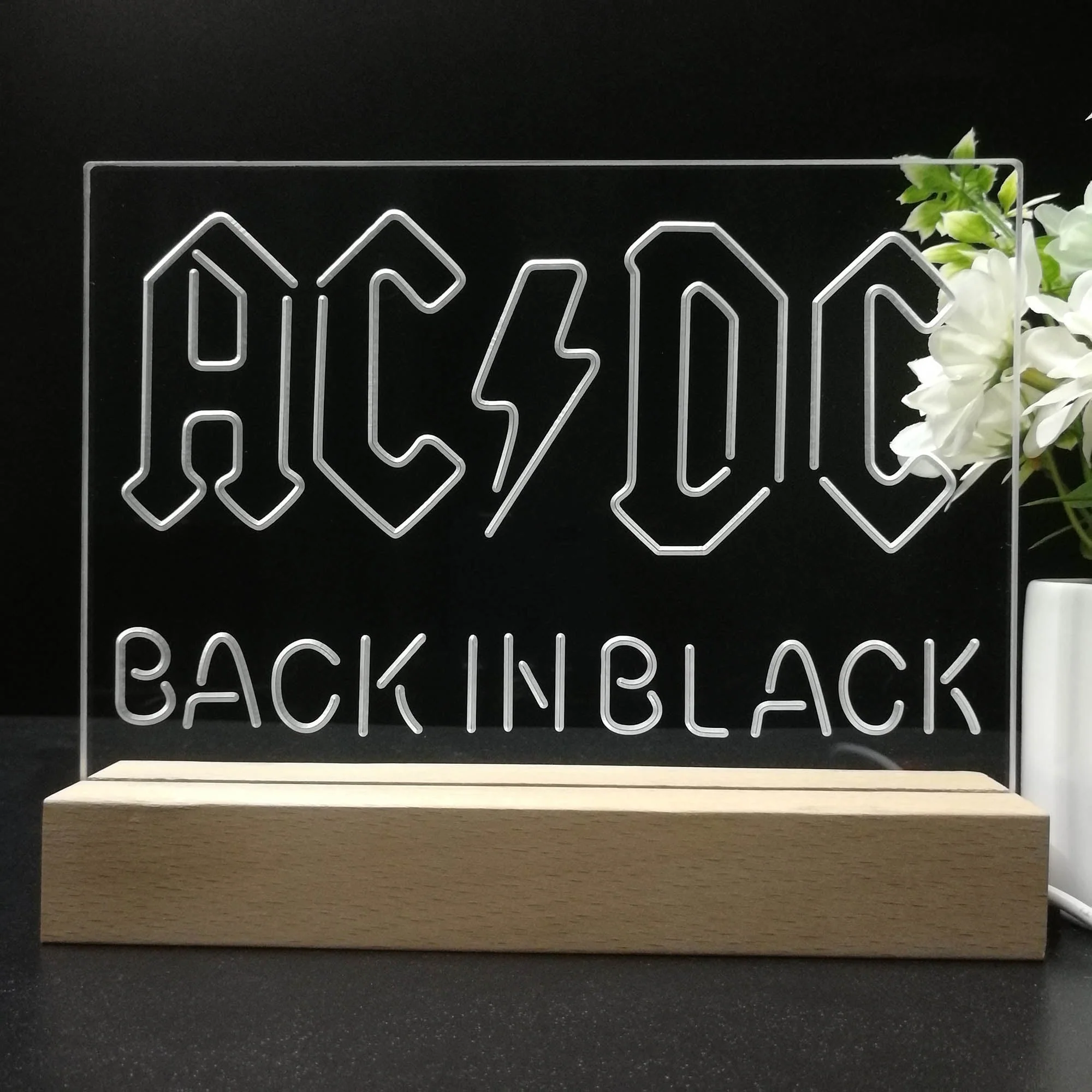 ACDC Back In Black Music Band 3D Illusion Night Light Desk Lamp - Image 8