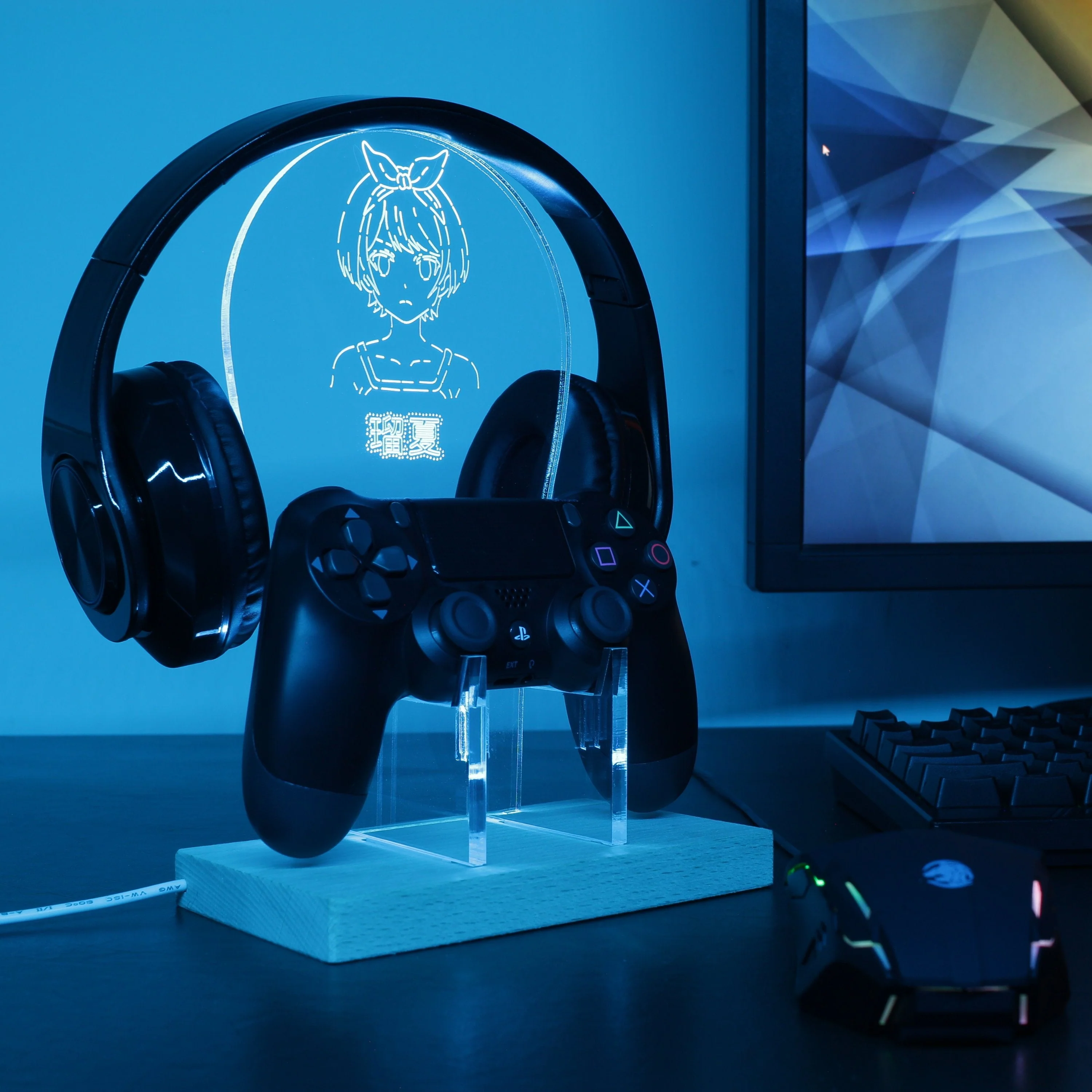 Anime Girl LED Gaming Headset Controller Stand - Image 3