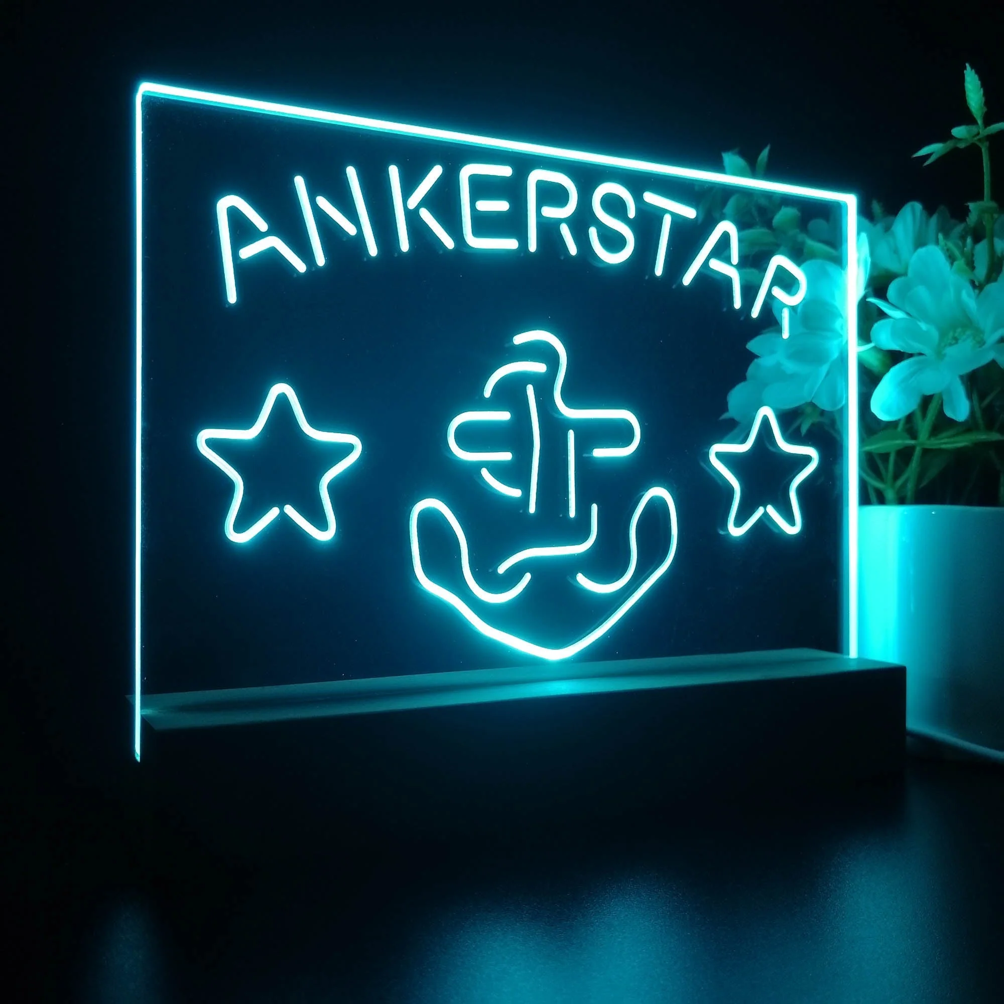 Ankerstar Anchor Cowboys Stars Beer Neon Sign Pub Bar Lamp - Image 7