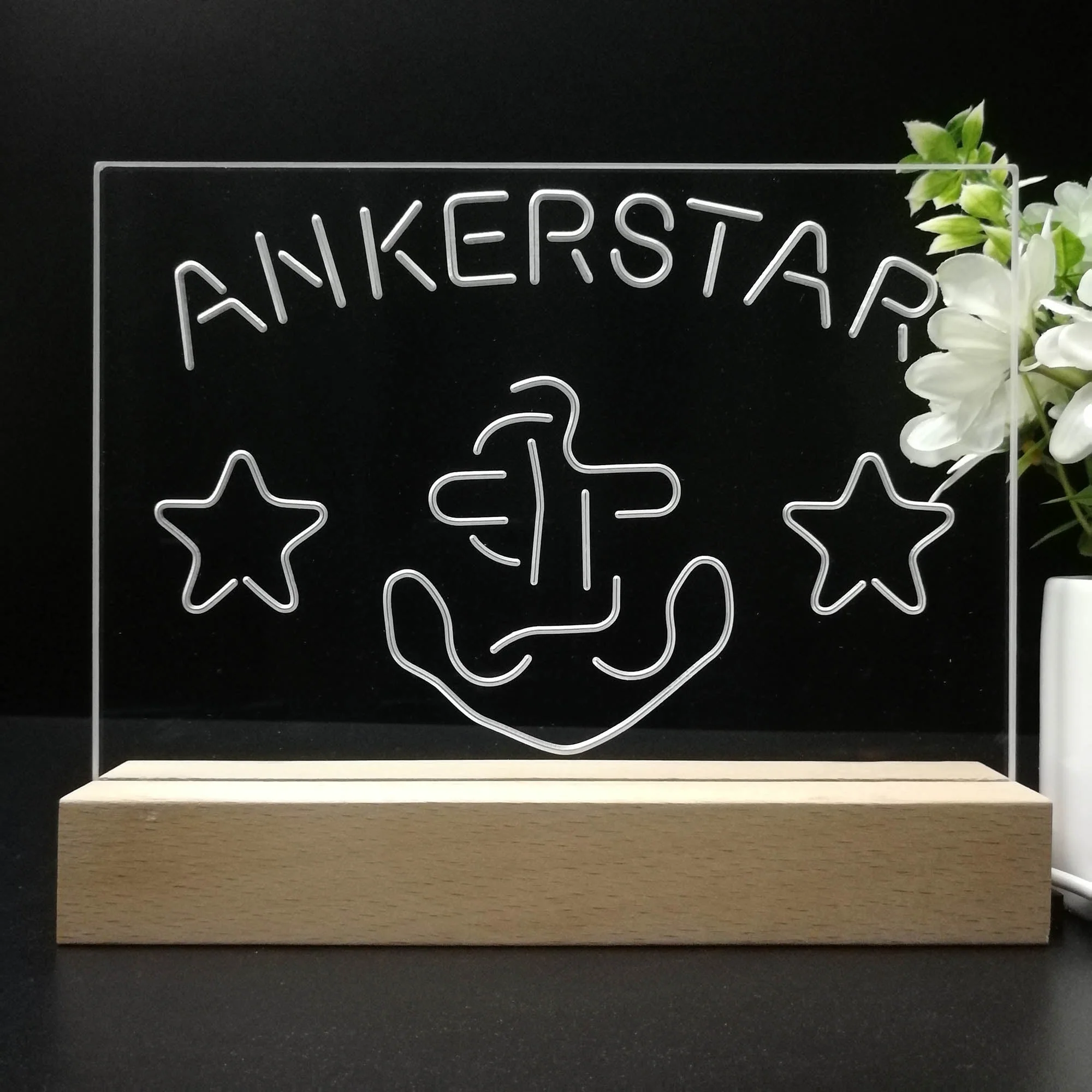 Ankerstar Anchor Cowboys Stars Beer Neon Sign Pub Bar Lamp - Image 8