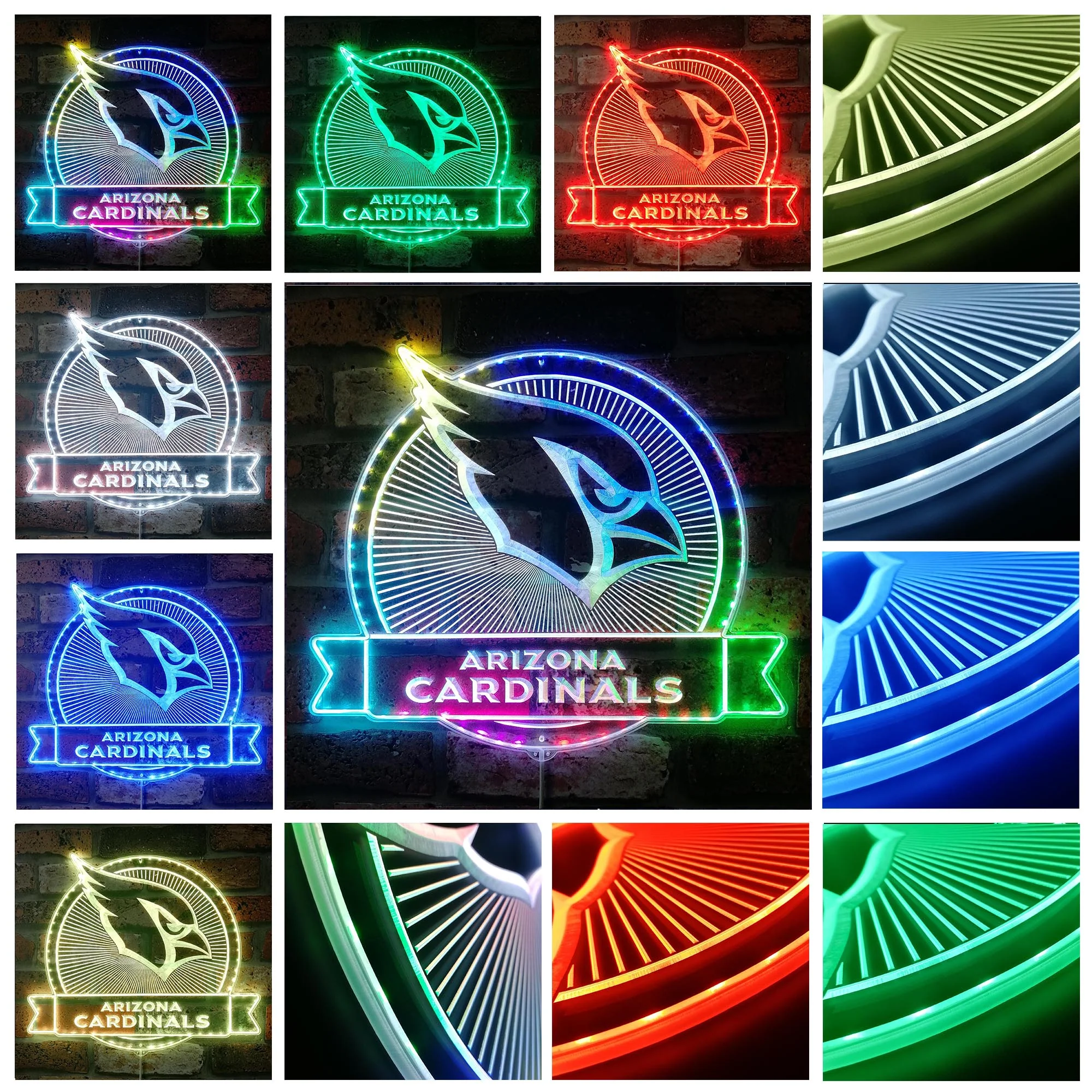 Arizona Cardinals Neon LED Sign with Dynamic RGB Colors - Image 2