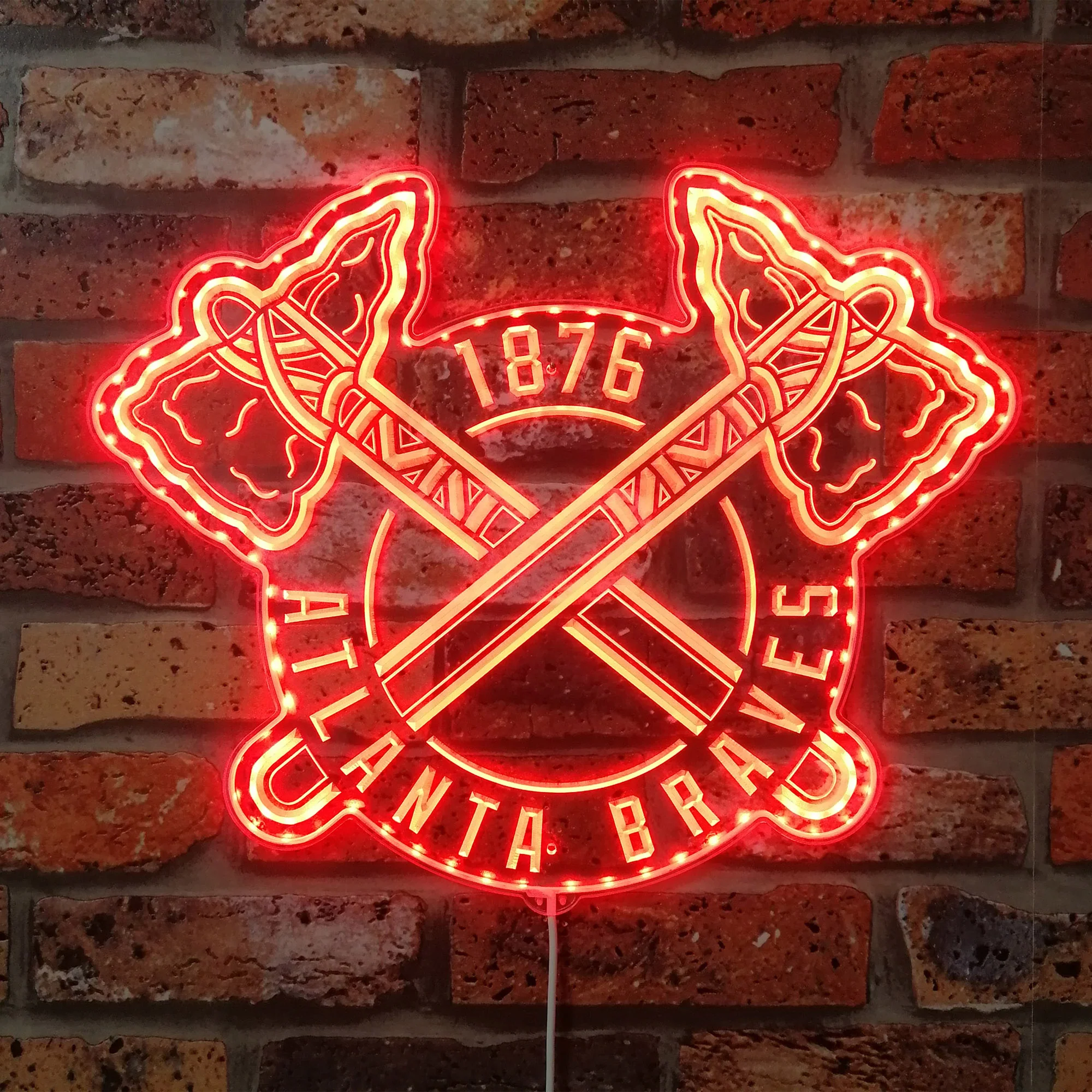 Atlanta Braves Alternate Neon LED Sign with Dynamic RGB Colors - Image 3