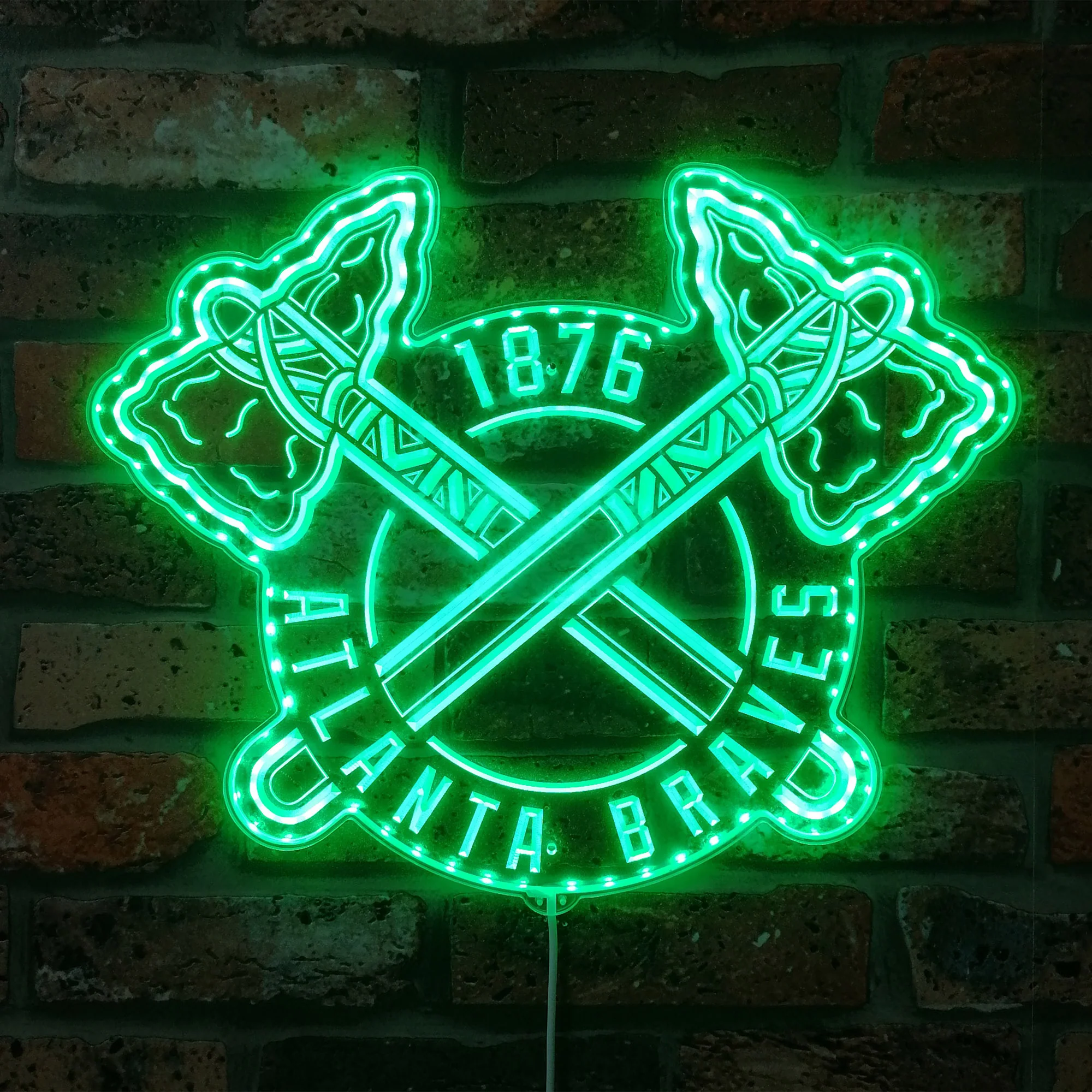 Atlanta Braves Alternate Neon LED Sign with Dynamic RGB Colors - Image 6