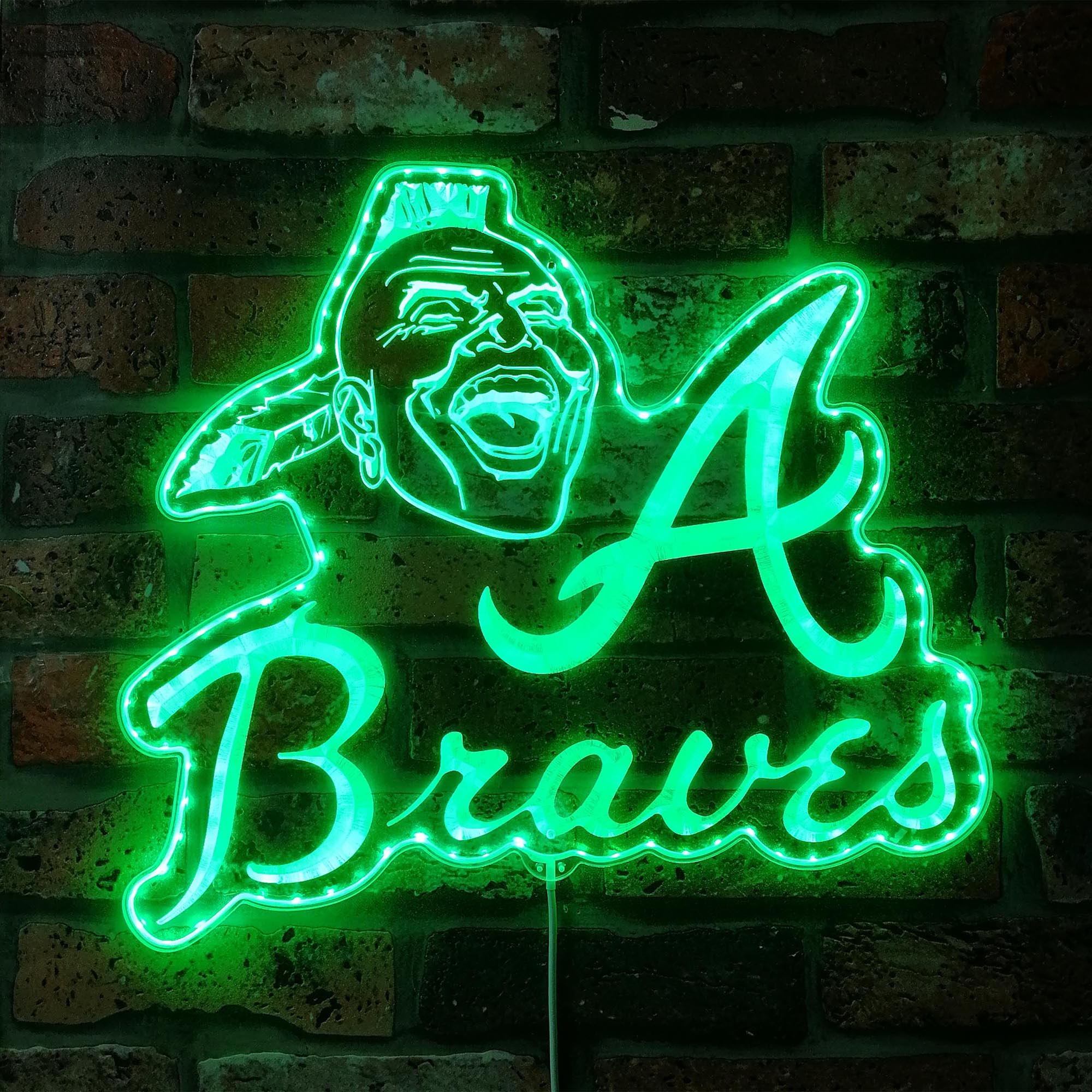 Atlanta Braves Screaming Indian Neon LED Sign with Dynamic RGB Colors - Image 6