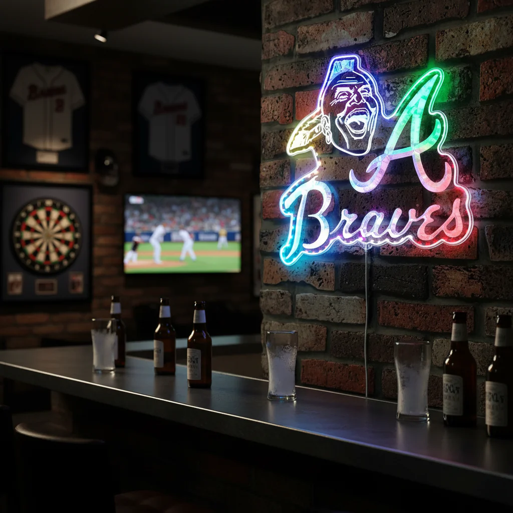 Atlanta Braves Screaming Indian Neon LED Sign with Dynamic RGB Colors - Image 8