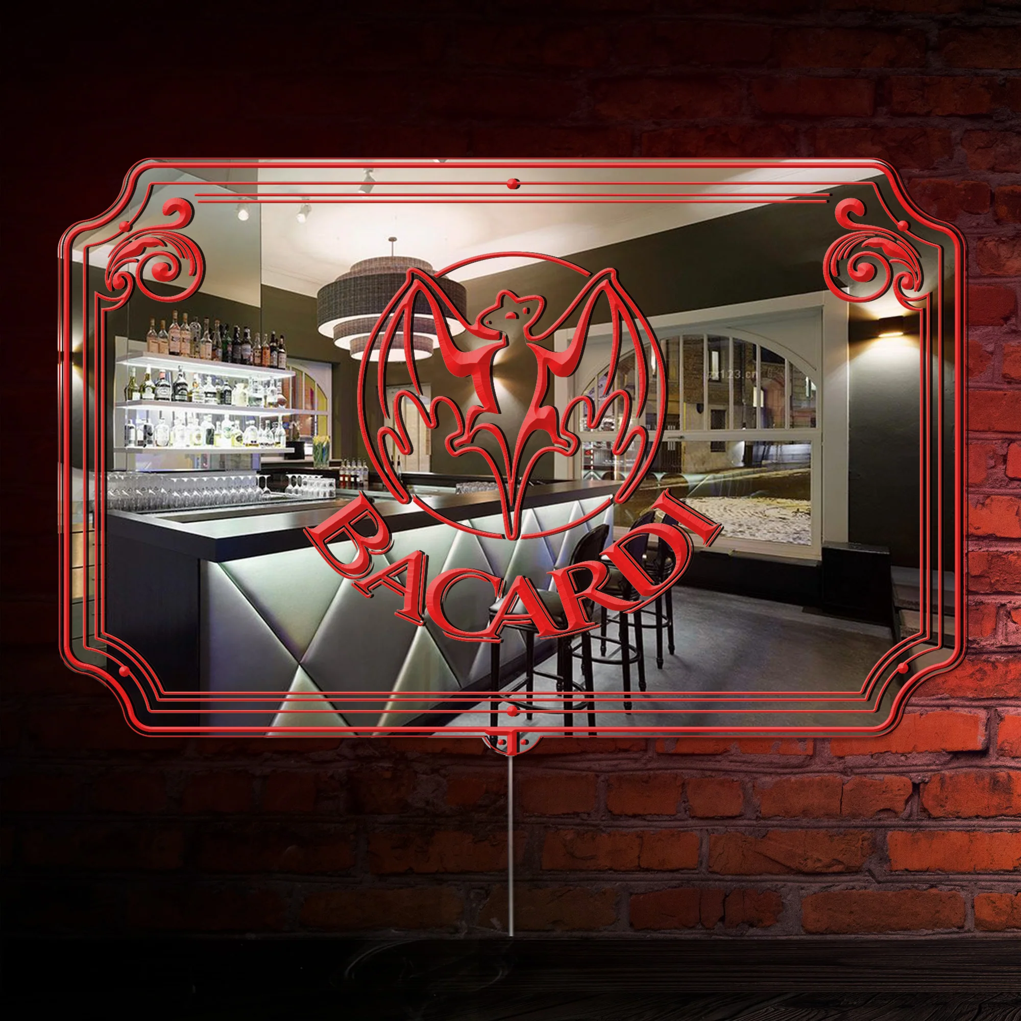 Bacardi RGB LED Neon Sign with Elegant Mirror Backing - Image 2