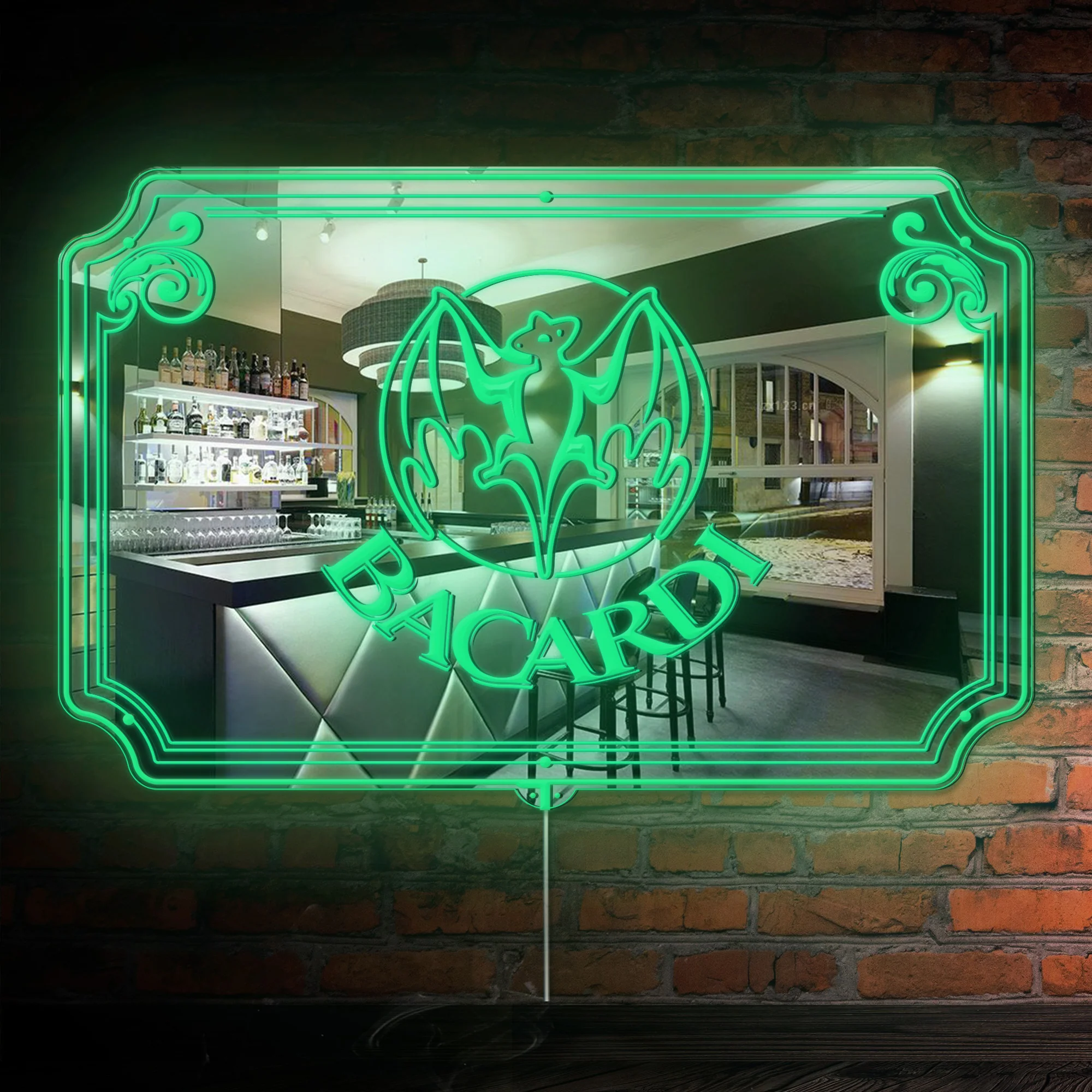 Bacardi RGB LED Neon Sign with Elegant Mirror Backing - Image 3