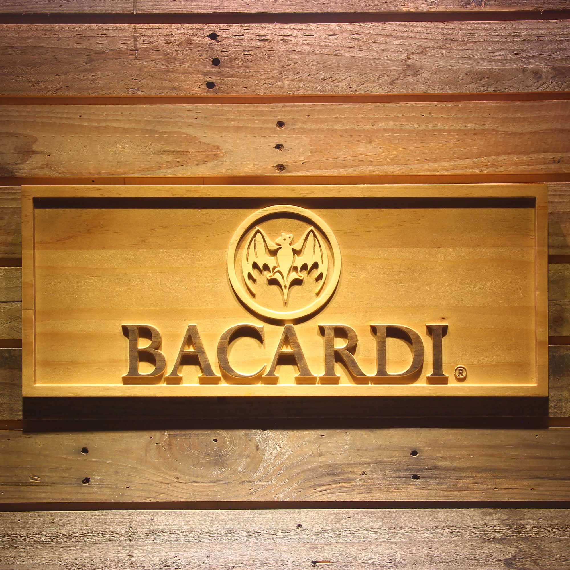 Bacardi 3D Solid Wooden Craving Sign