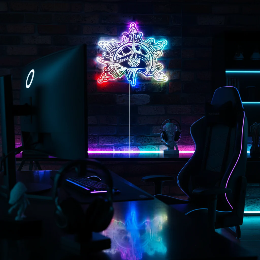 Baldur's Gate 3 Warlock Logo Neon LED Sign with Dynamic RGB Colors - Image 8