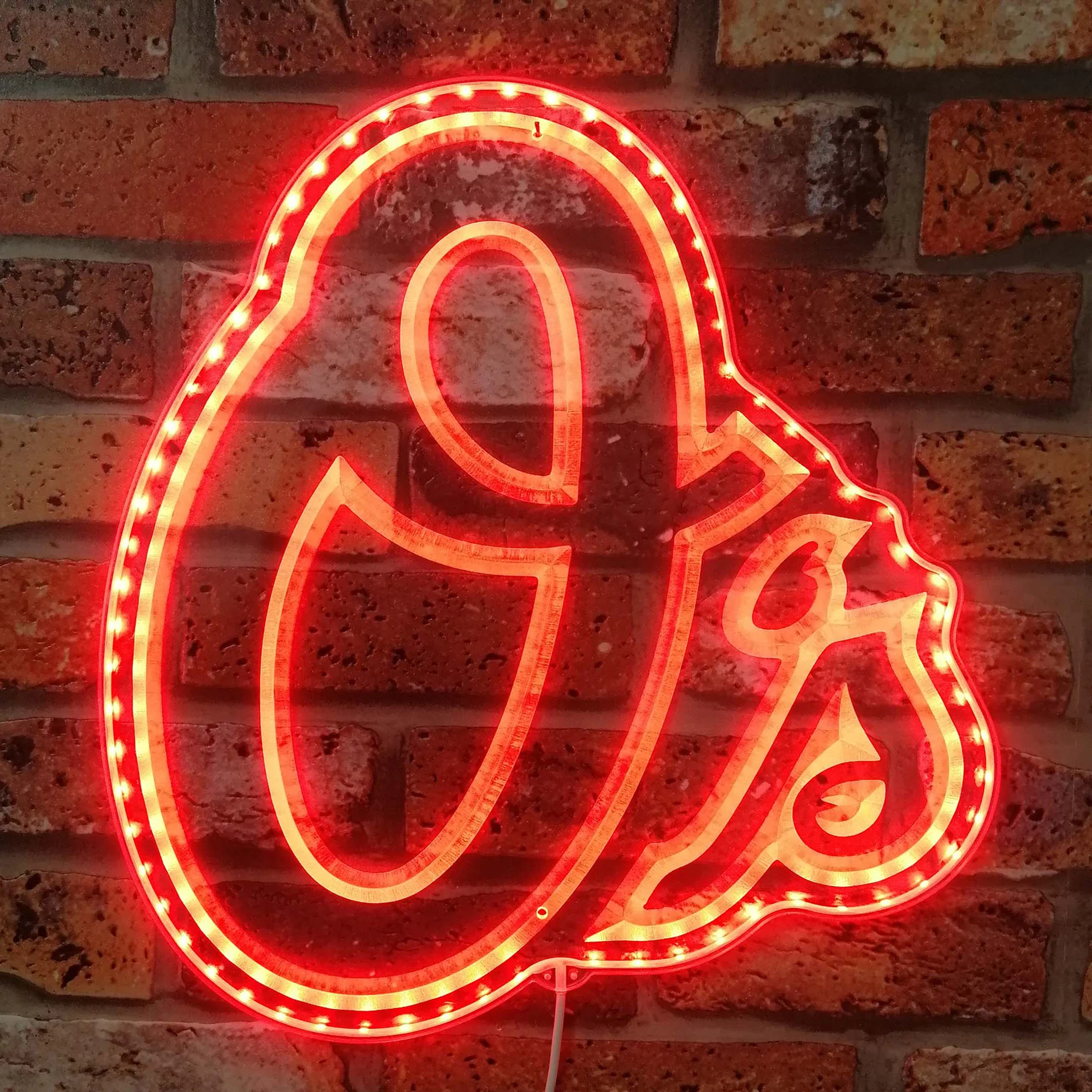 Baltimore Orioles Signature O Letter Neon LED Sign with Dynamic RGB Colors - Image 3