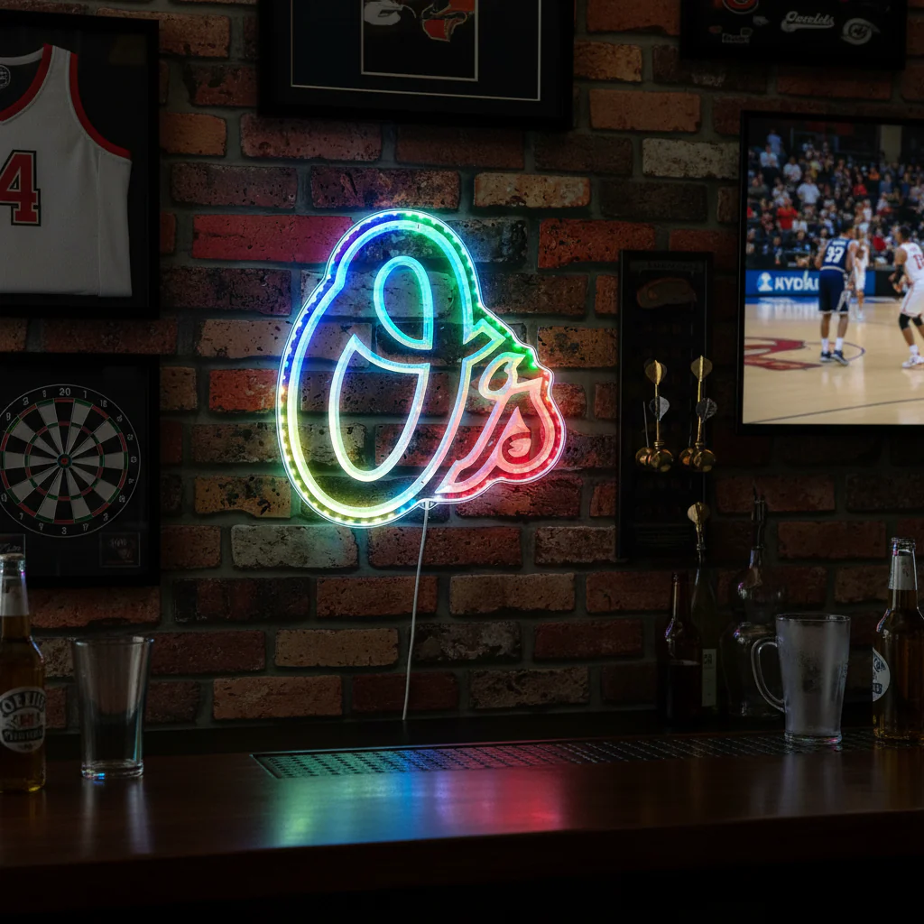 Baltimore Orioles Signature O Letter Neon LED Sign with Dynamic RGB Colors - Image 8