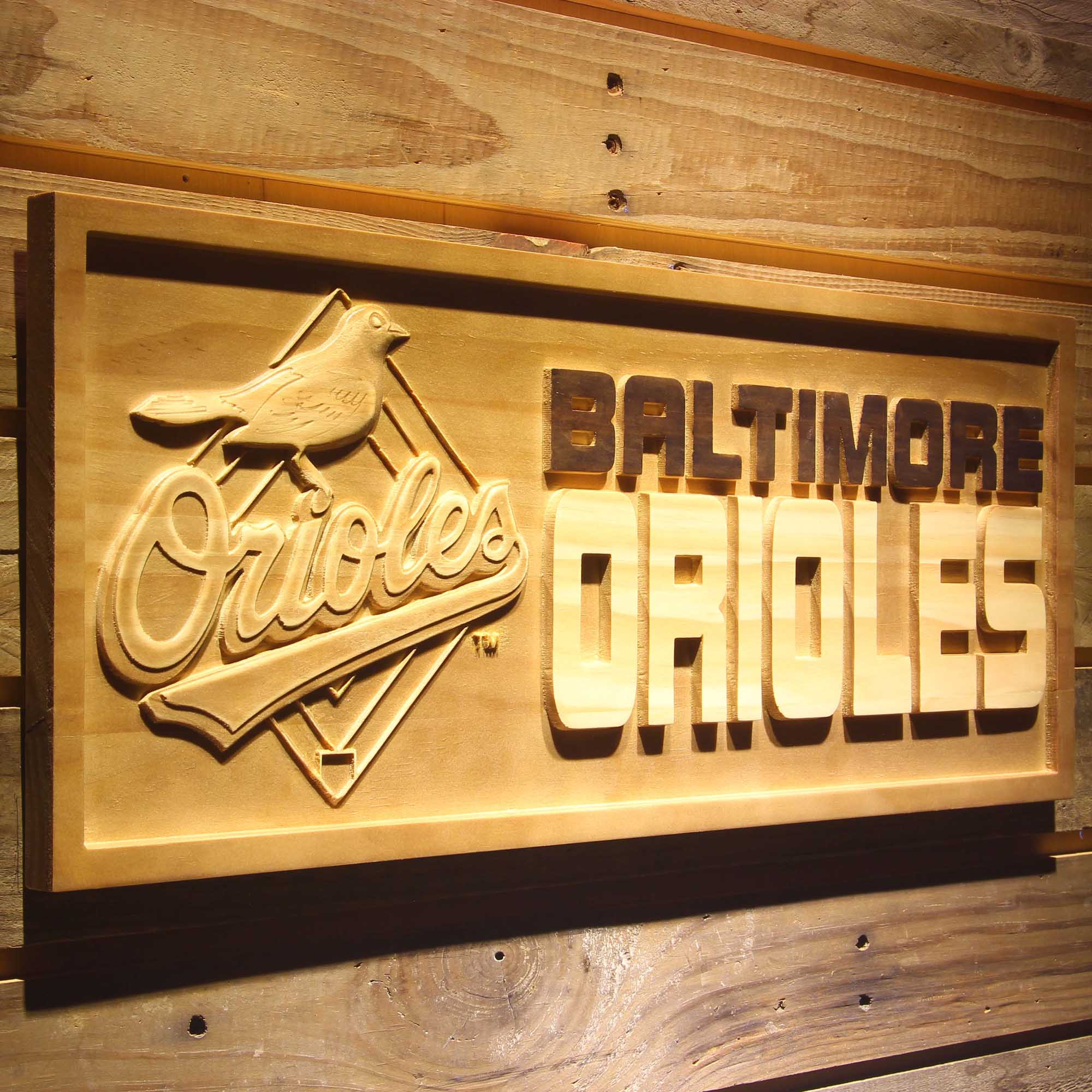Baltimore Orioles 3D Solid Wooden Craving Sign - Image 2