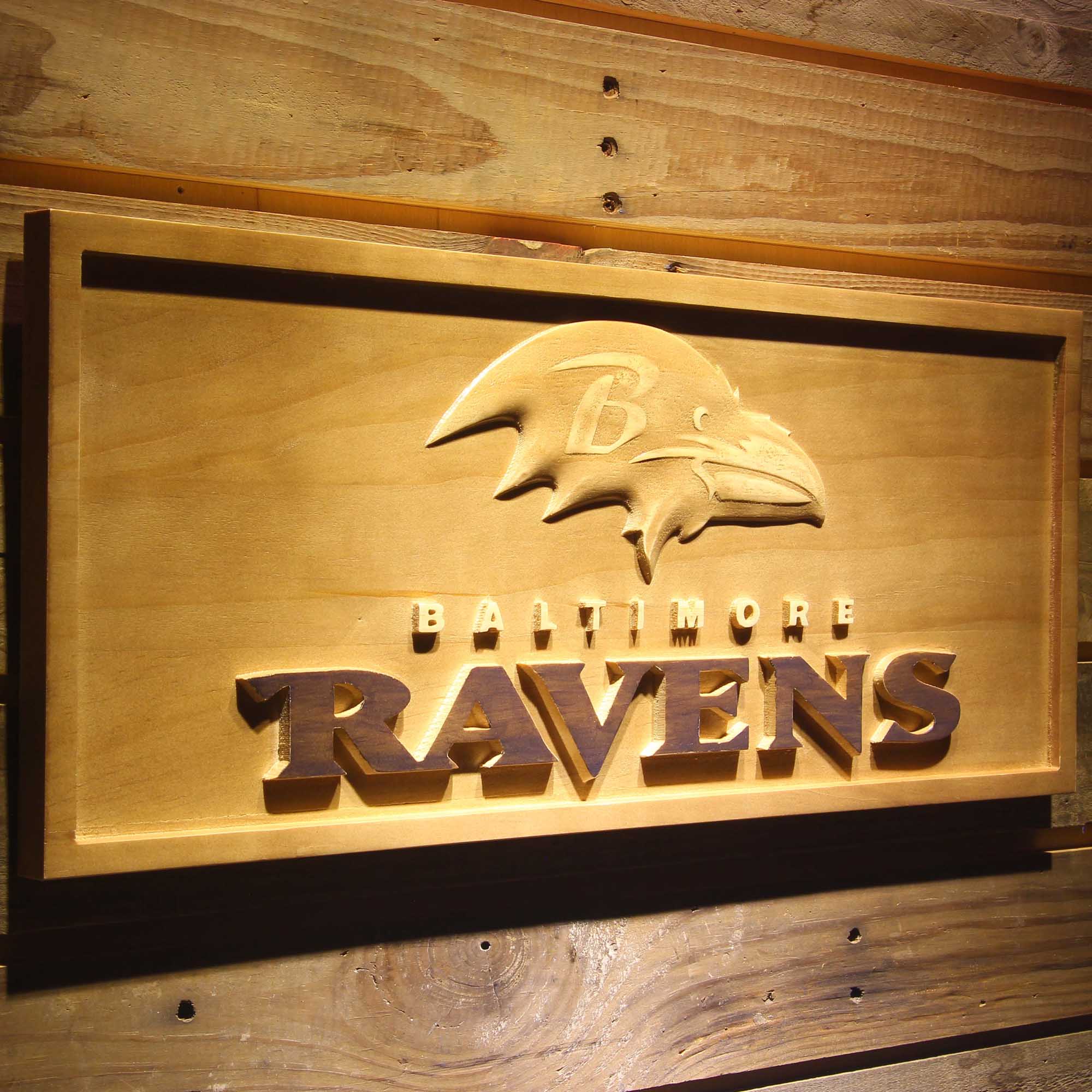 Baltimore Ravens 3D Solid Wooden Craving Sign - Image 2