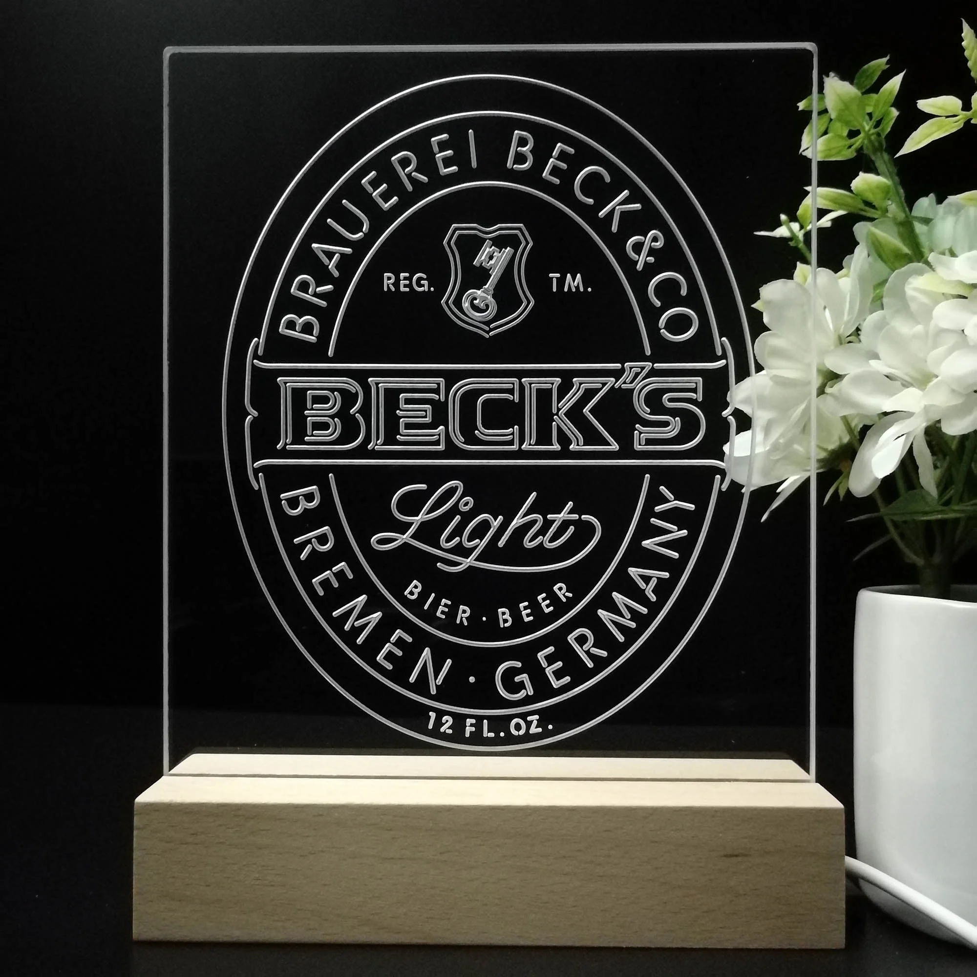 Beck's Light Beer Germany Night Light Neon Pub Bar Lamp - Image 8