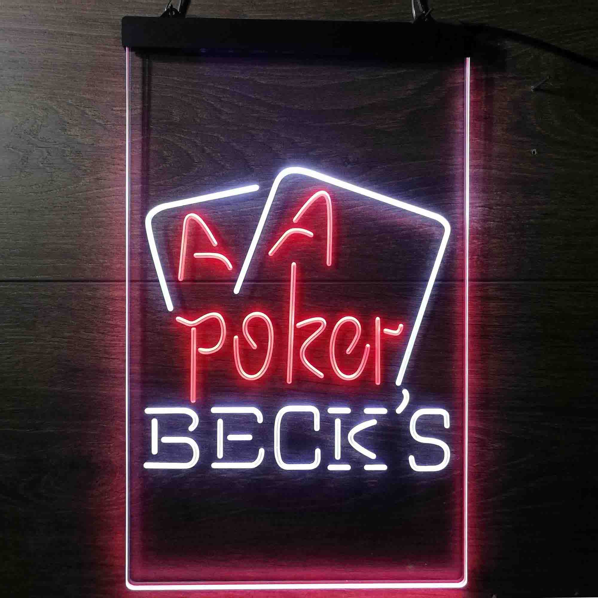 Beck's Poker Beer Home Bar Neon Light LED Sign