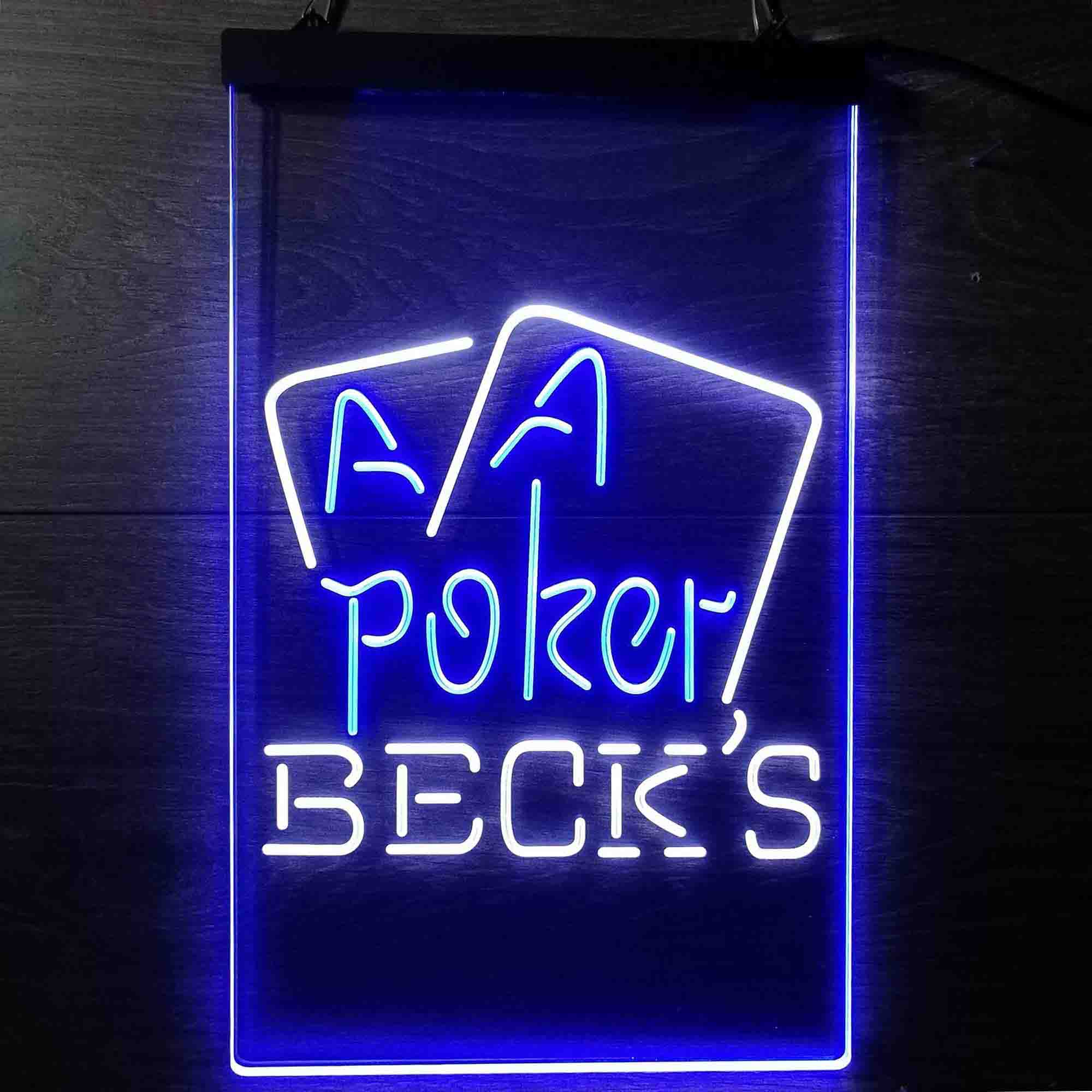 Beck's Poker Beer Home Bar Neon Light LED Sign - Image 13