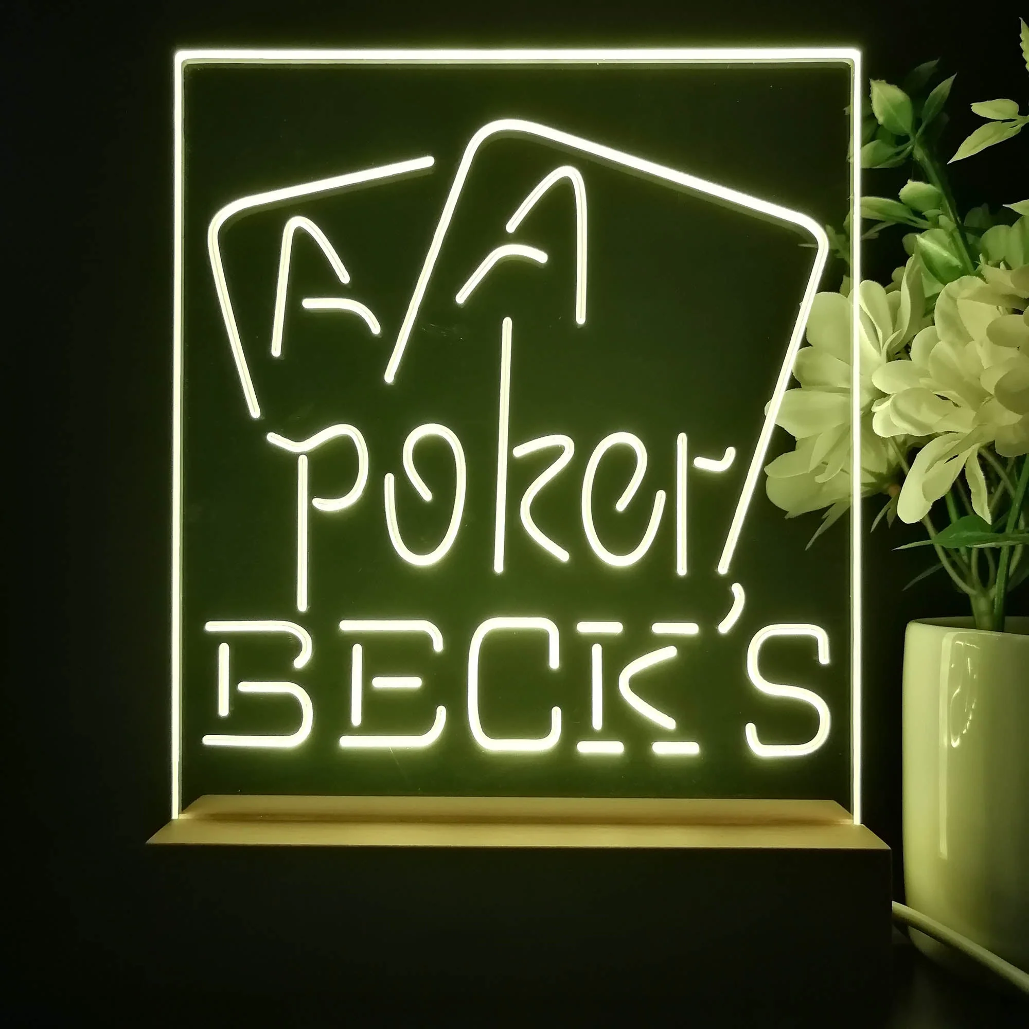Beck's Poker Beer Night Light Neon Pub Bar Lamp - Image 2