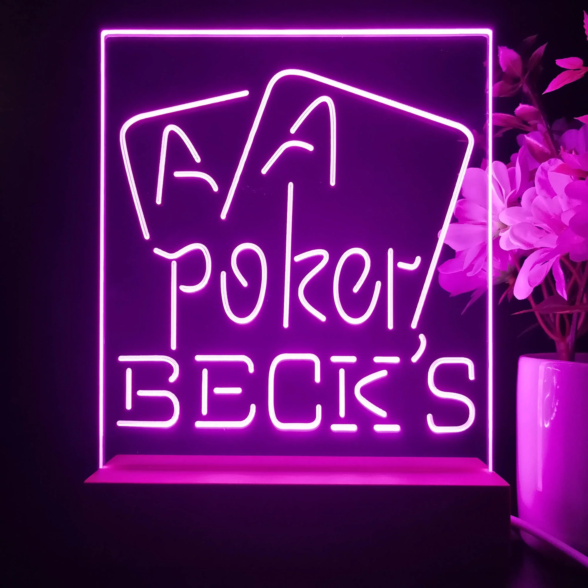 Beck's Poker Beer Night Light Neon Pub Bar Lamp - Image 3