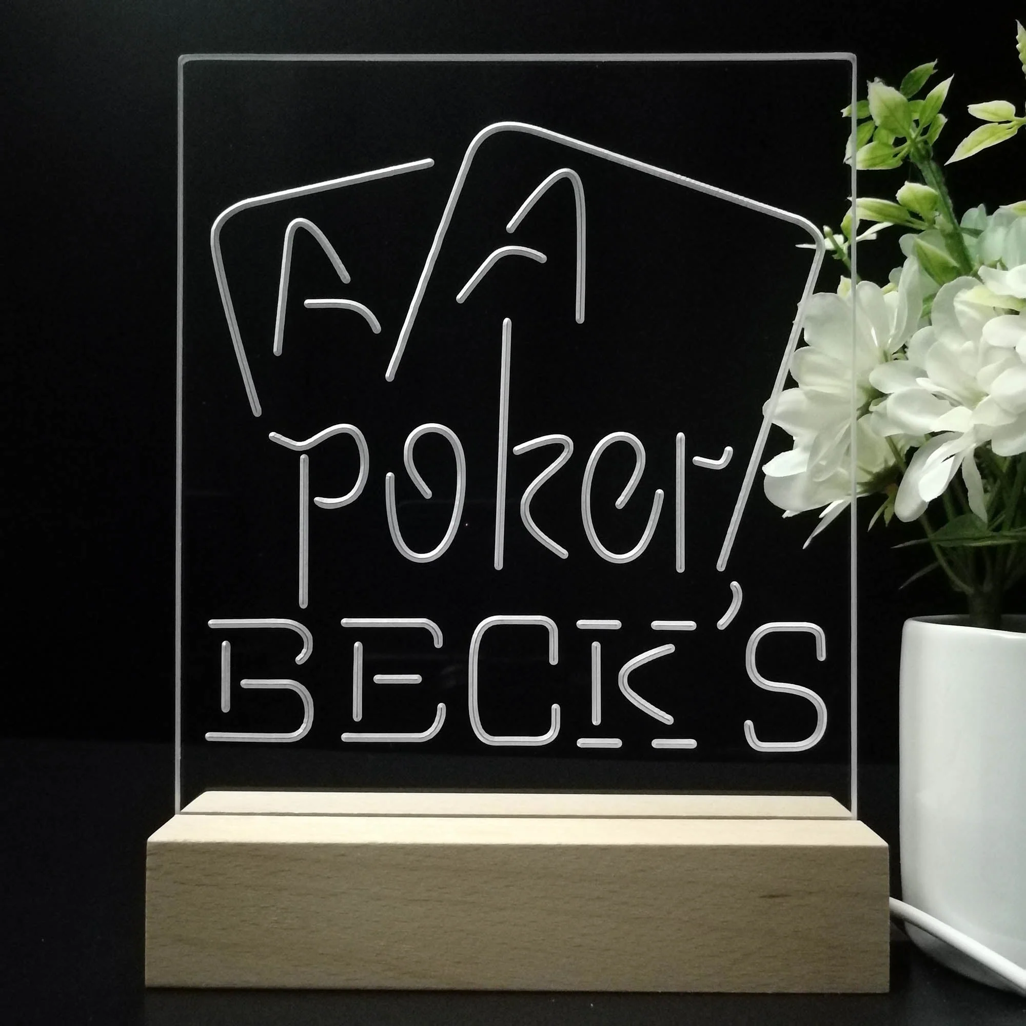 Beck's Poker Beer Night Light Neon Pub Bar Lamp - Image 8