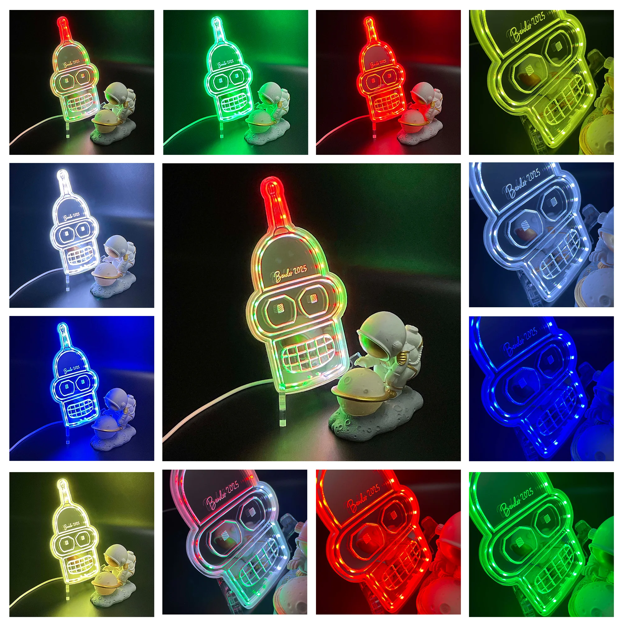 Bender Futurama Neon LED Sign with Dynamic RGB Colors Mirror Backing - Image 2