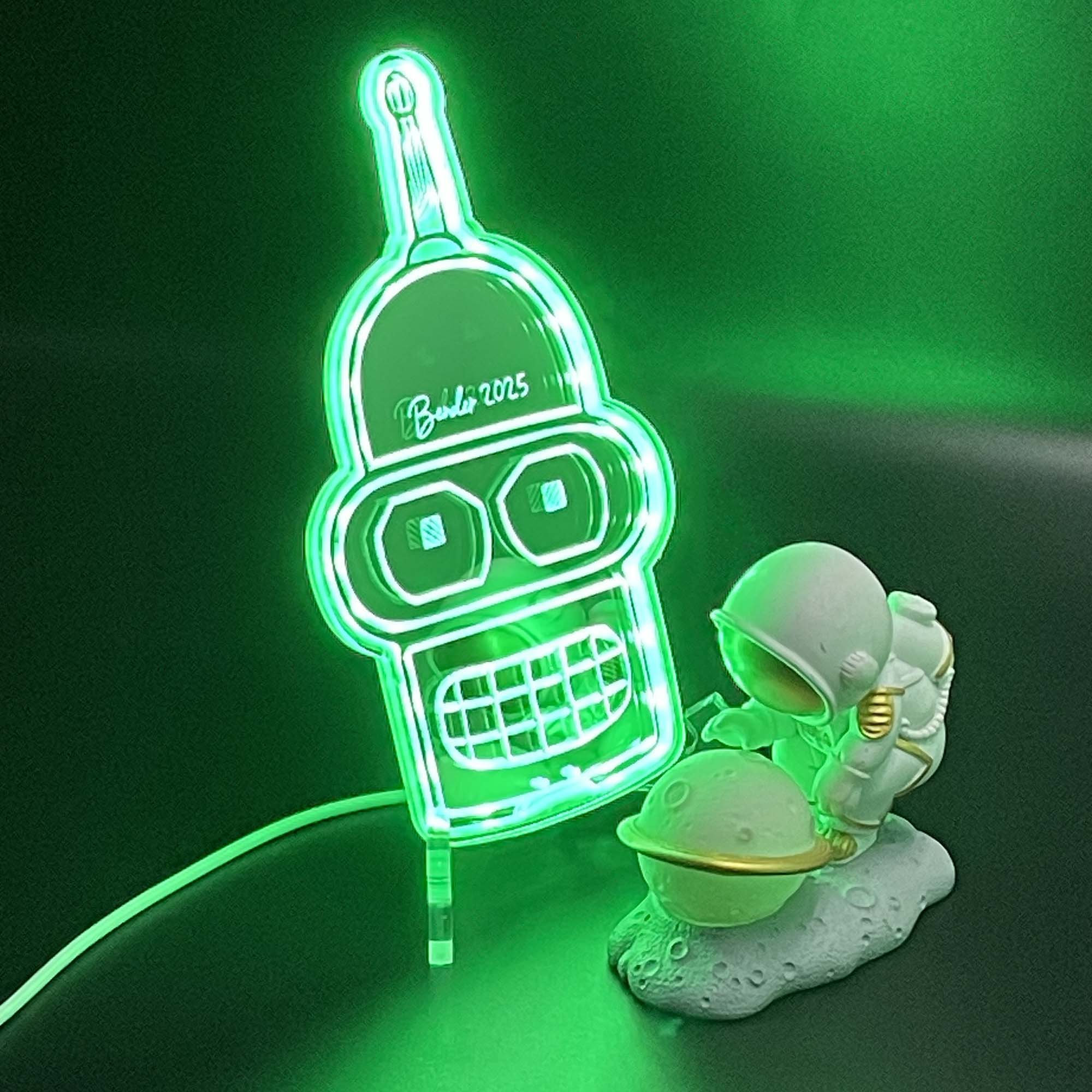 Bender Futurama Neon LED Sign with Dynamic RGB Colors Mirror Backing - Image 3