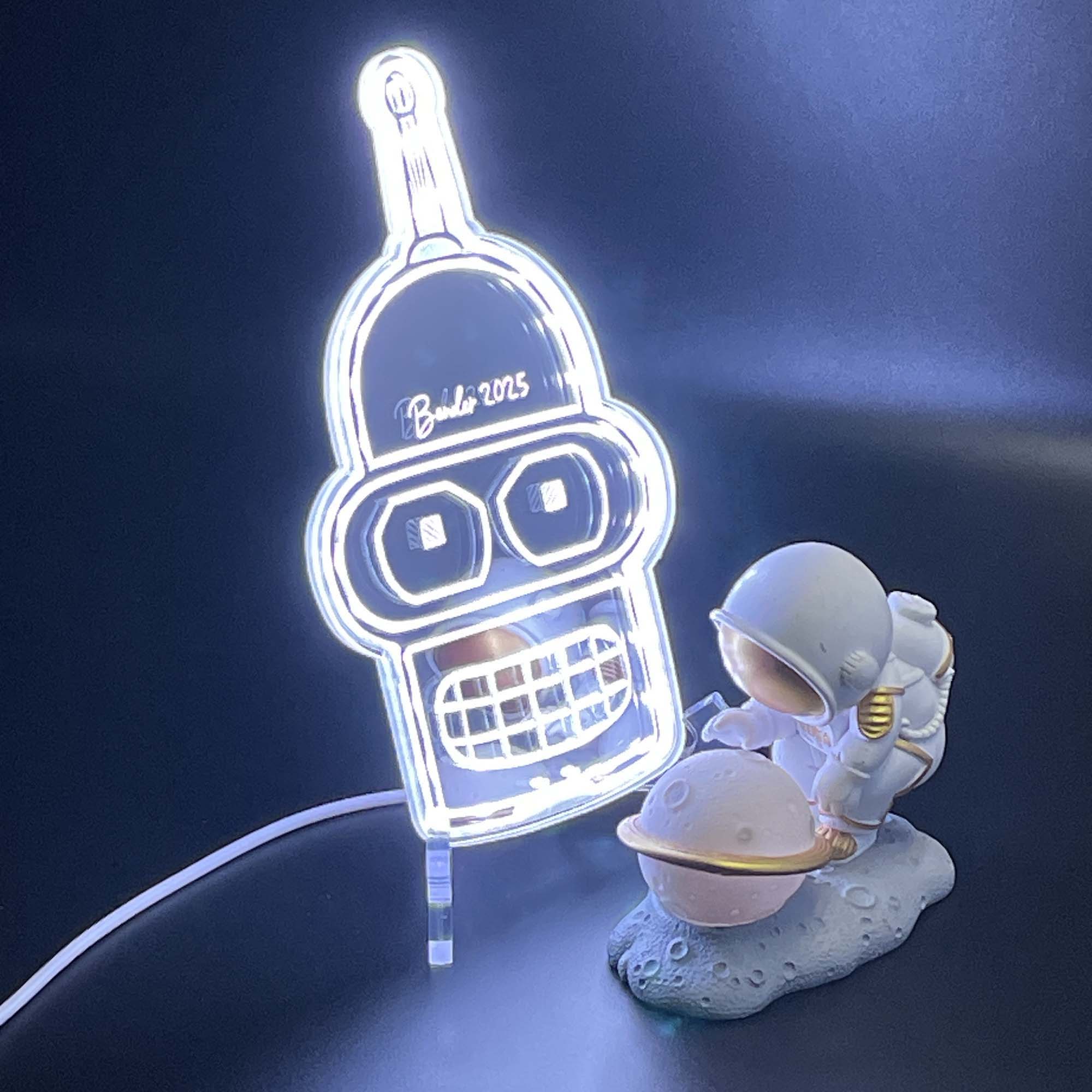 Bender Futurama Neon LED Sign with Dynamic RGB Colors Mirror Backing - Image 4