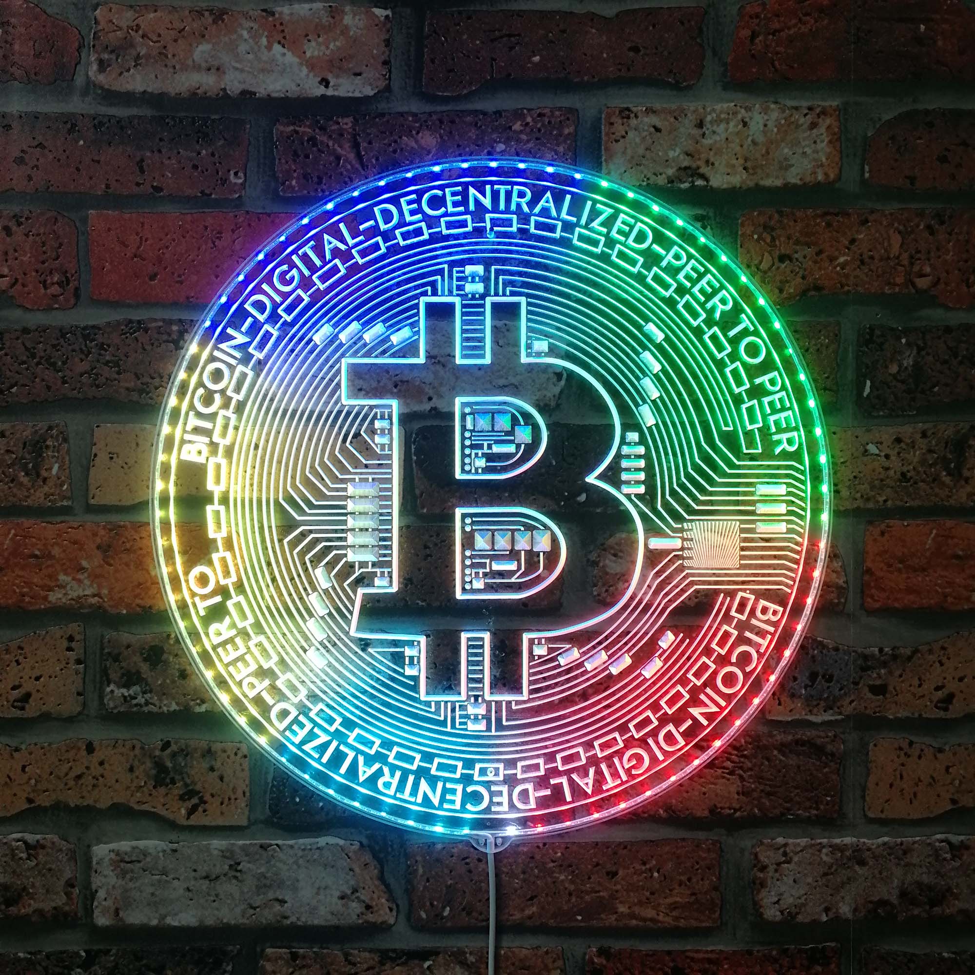 Bitcoin Neon LED Sign with Dynamic RGB Colors