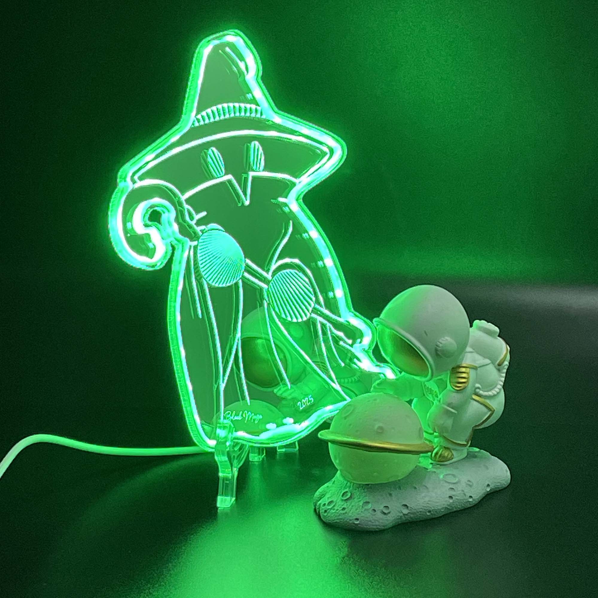 Black Mage Final Fantasy Neon LED Sign with Dynamic RGB Colors Mirror Backing - Image 5