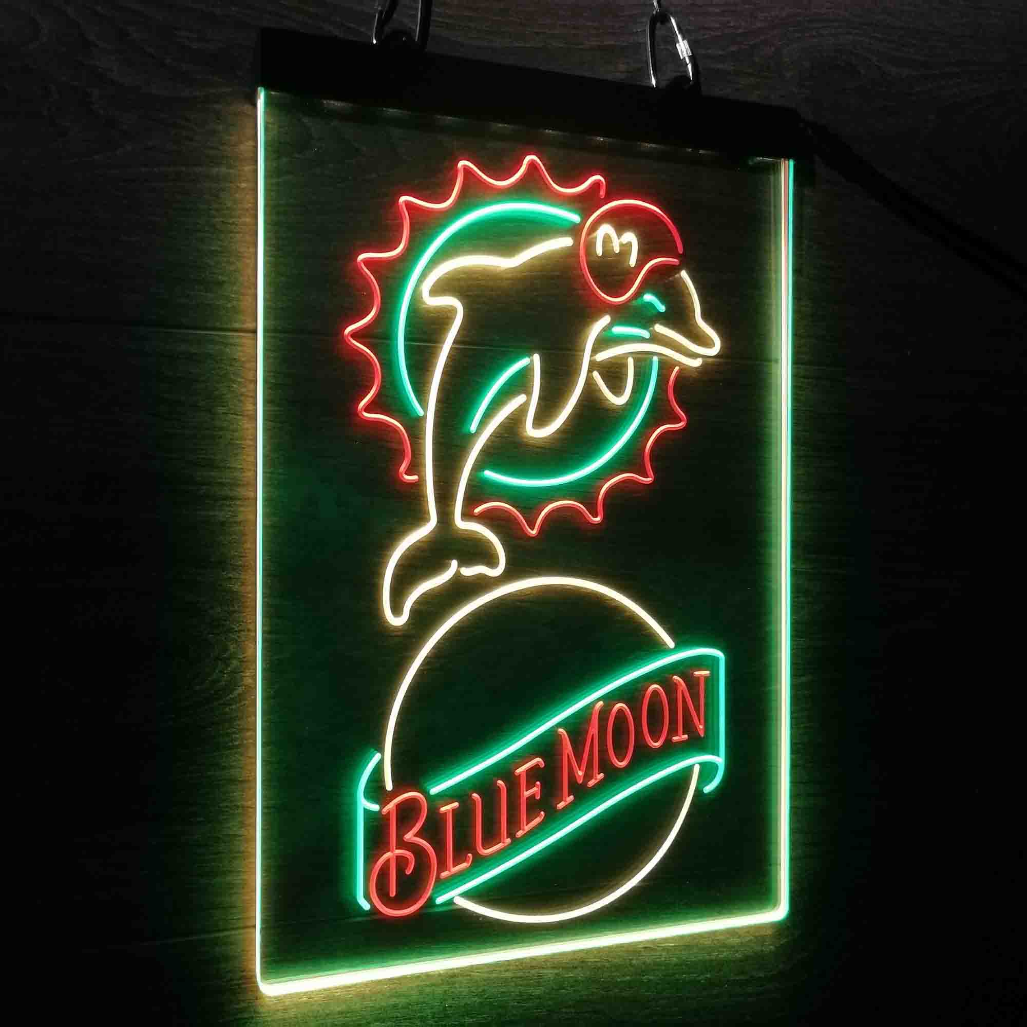 Miami Dolphins Blue Moon Bar Neon LED Sign 3 Colors - Image 11