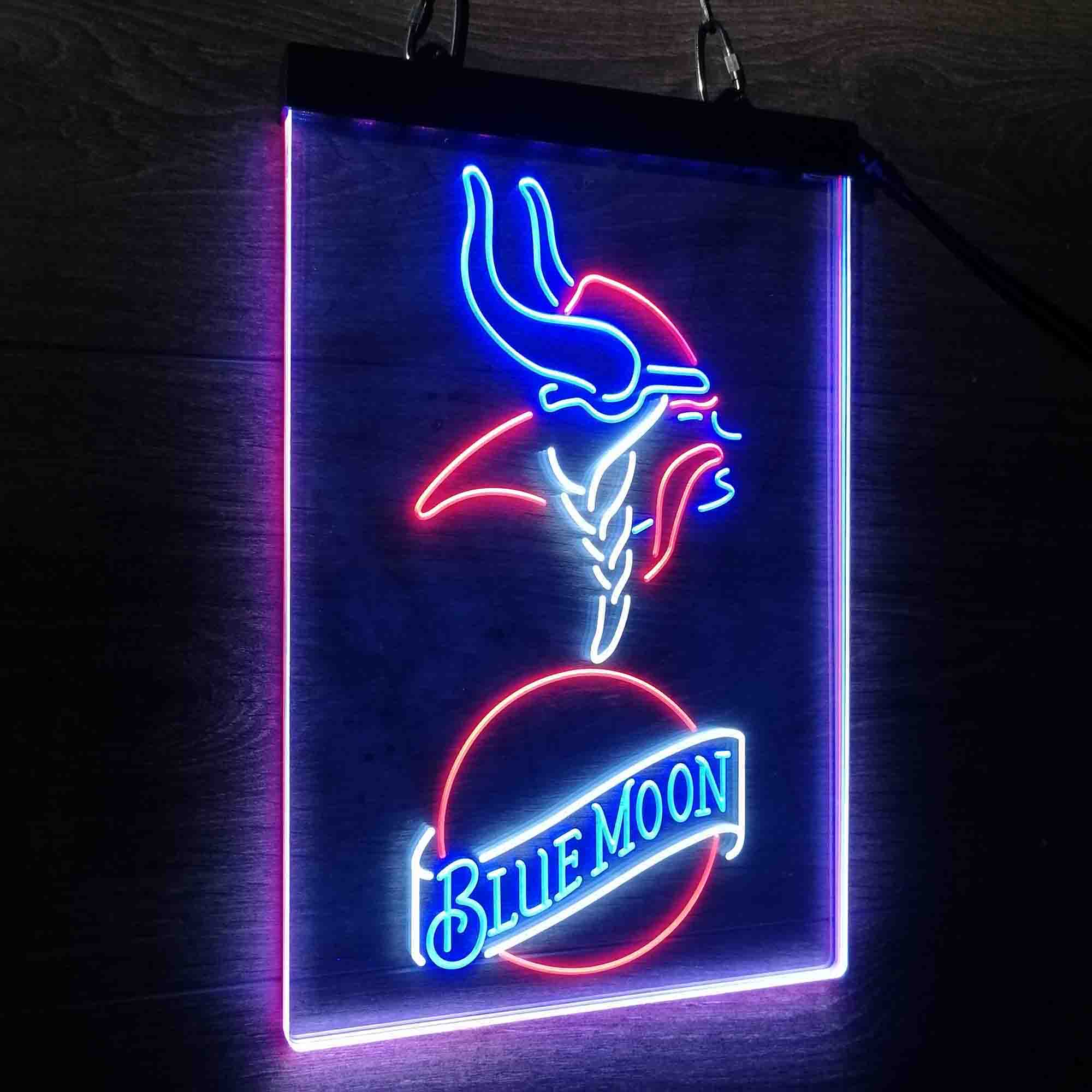 Minnesota Vikings Blue Moon Bar Neon LED Sign 3 Colors - Image 5