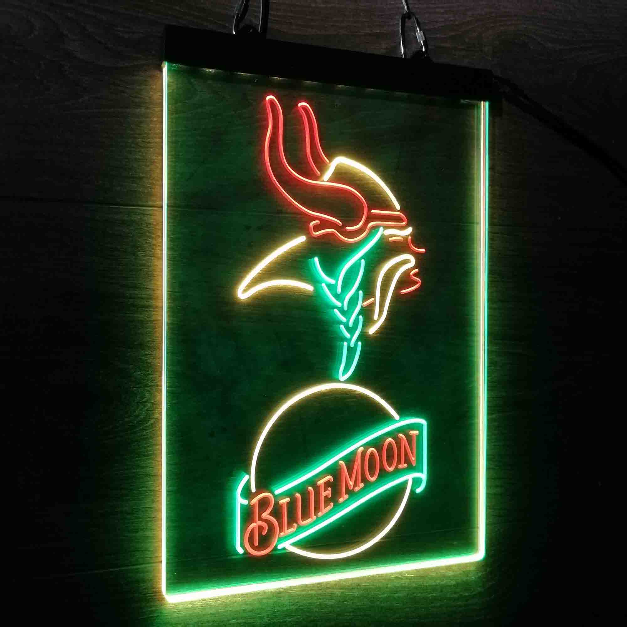 Minnesota Vikings Blue Moon Bar Neon LED Sign 3 Colors - Image 6