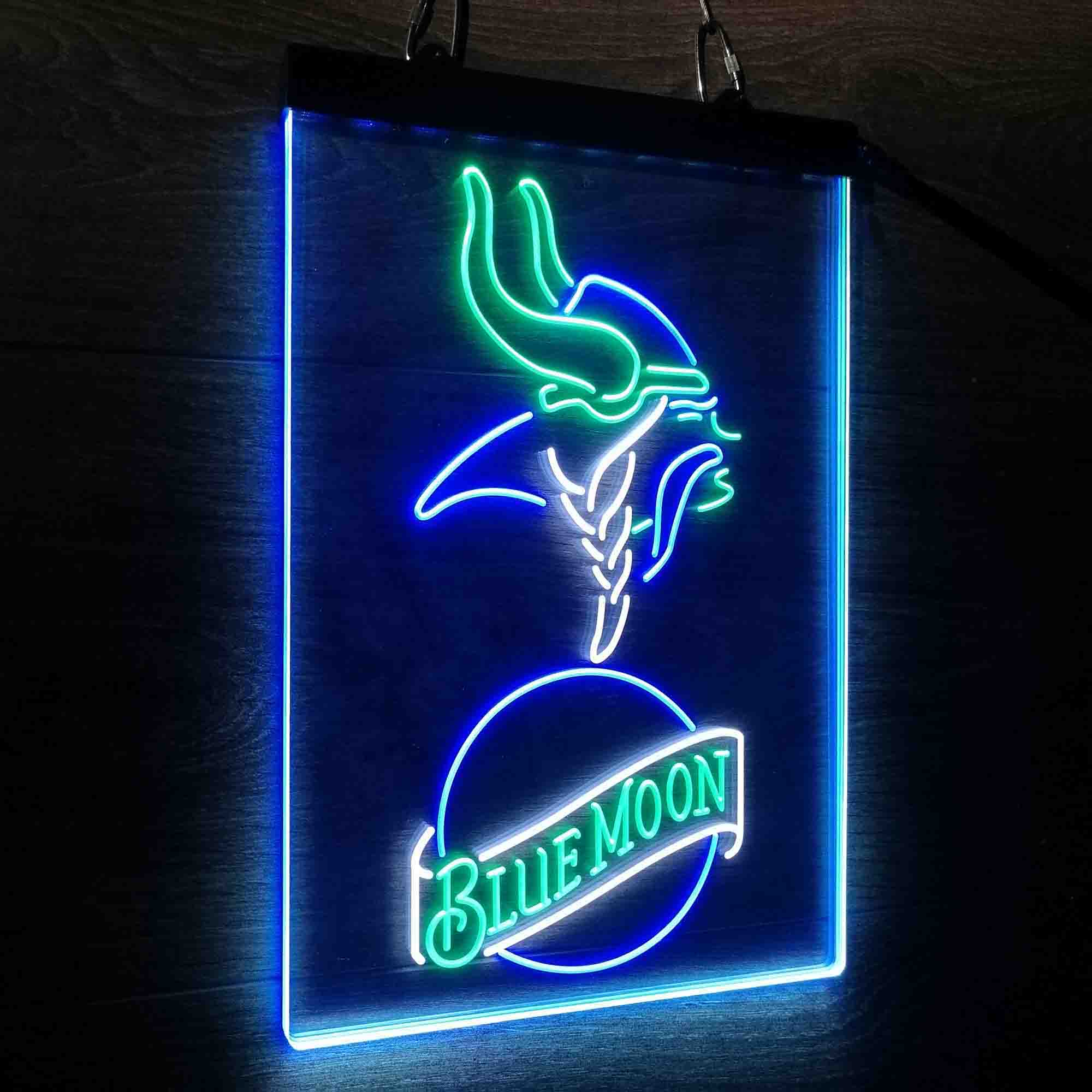Minnesota Vikings Blue Moon Bar Neon LED Sign 3 Colors - Image 7
