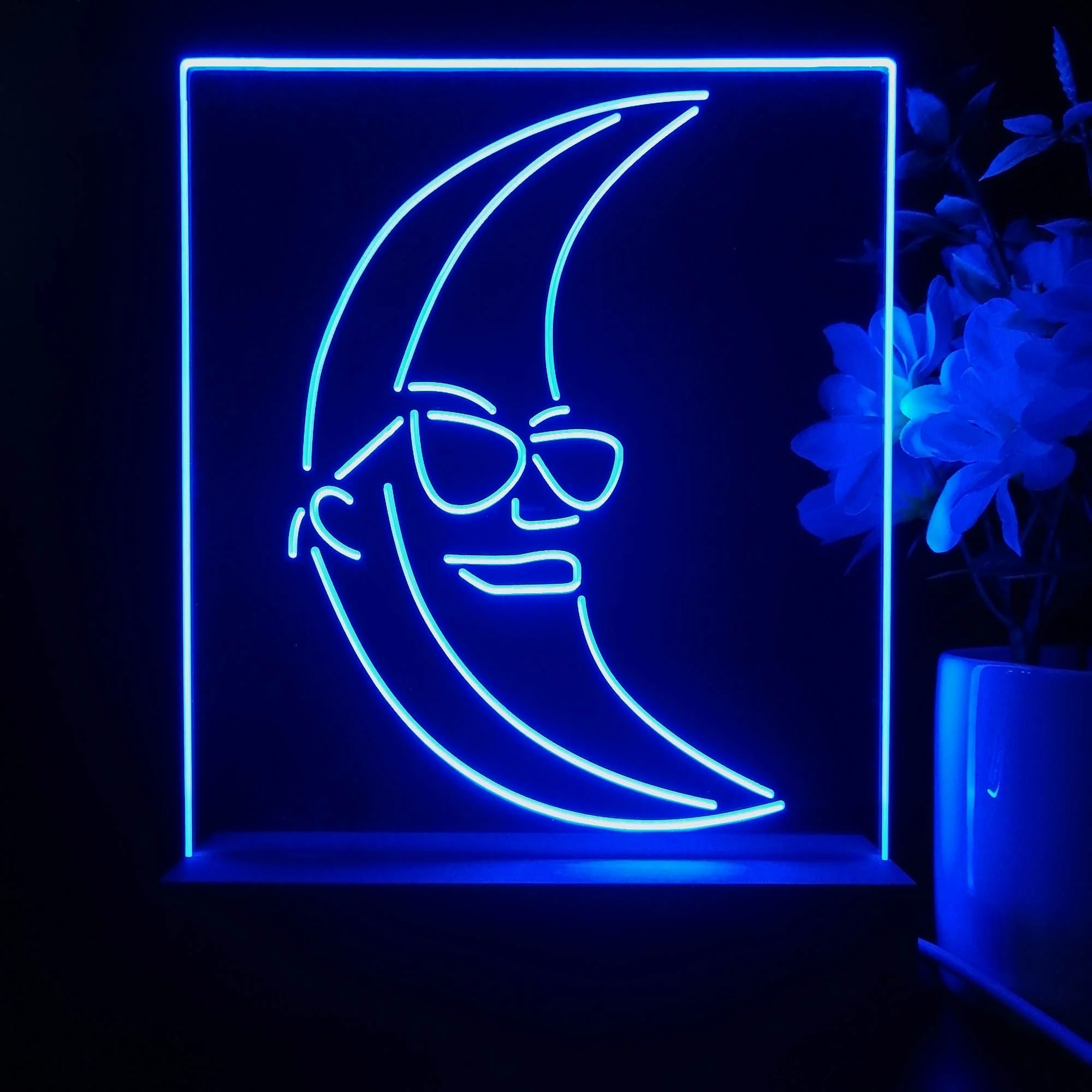 Blue Moon Beer Sunglasses Night Light Neon Pub Bar Lamp - Image 4