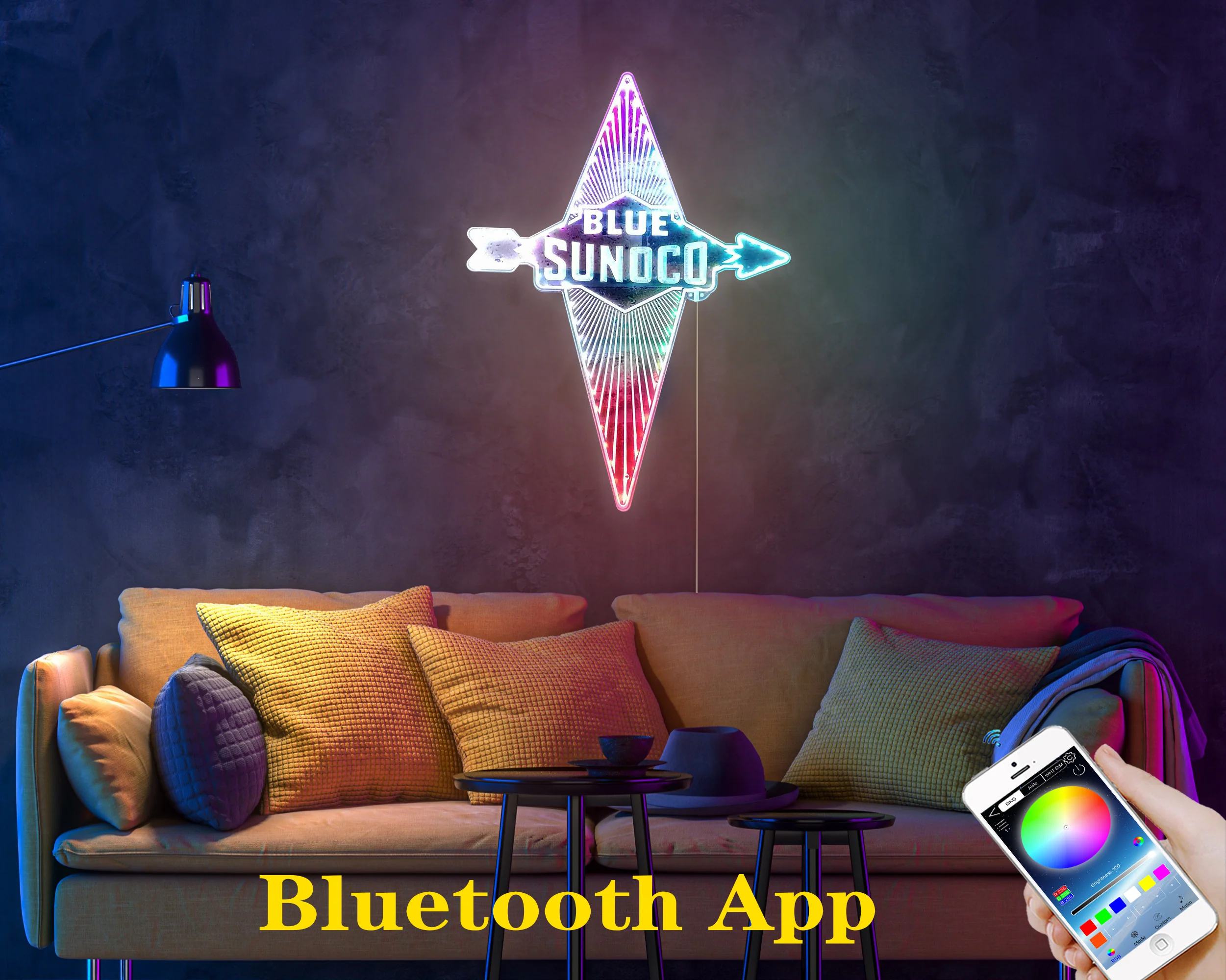 BLUE SUNOCO Neon LED Sign with Dynamic RGB Colors - Image 7