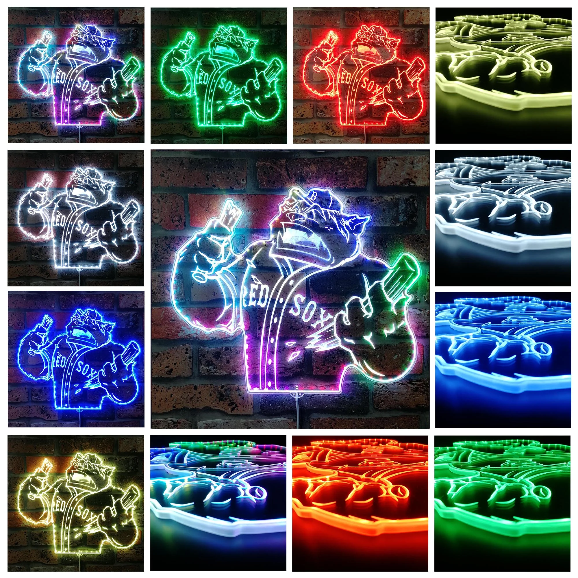 Boston Red Sox Mascot Neon LED Sign with Dynamic RGB Colors - Image 2