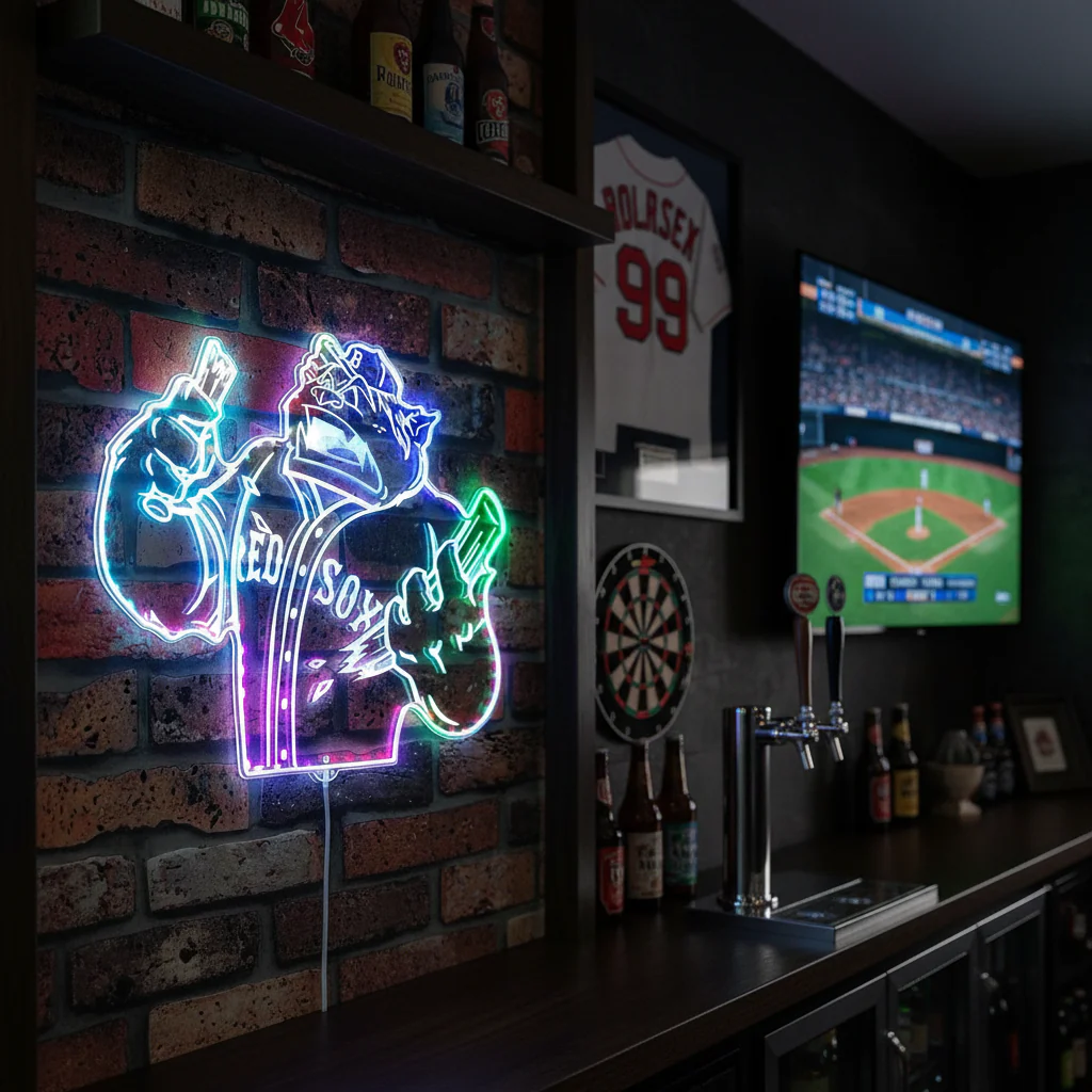 Boston Red Sox Mascot Neon LED Sign with Dynamic RGB Colors - Image 8