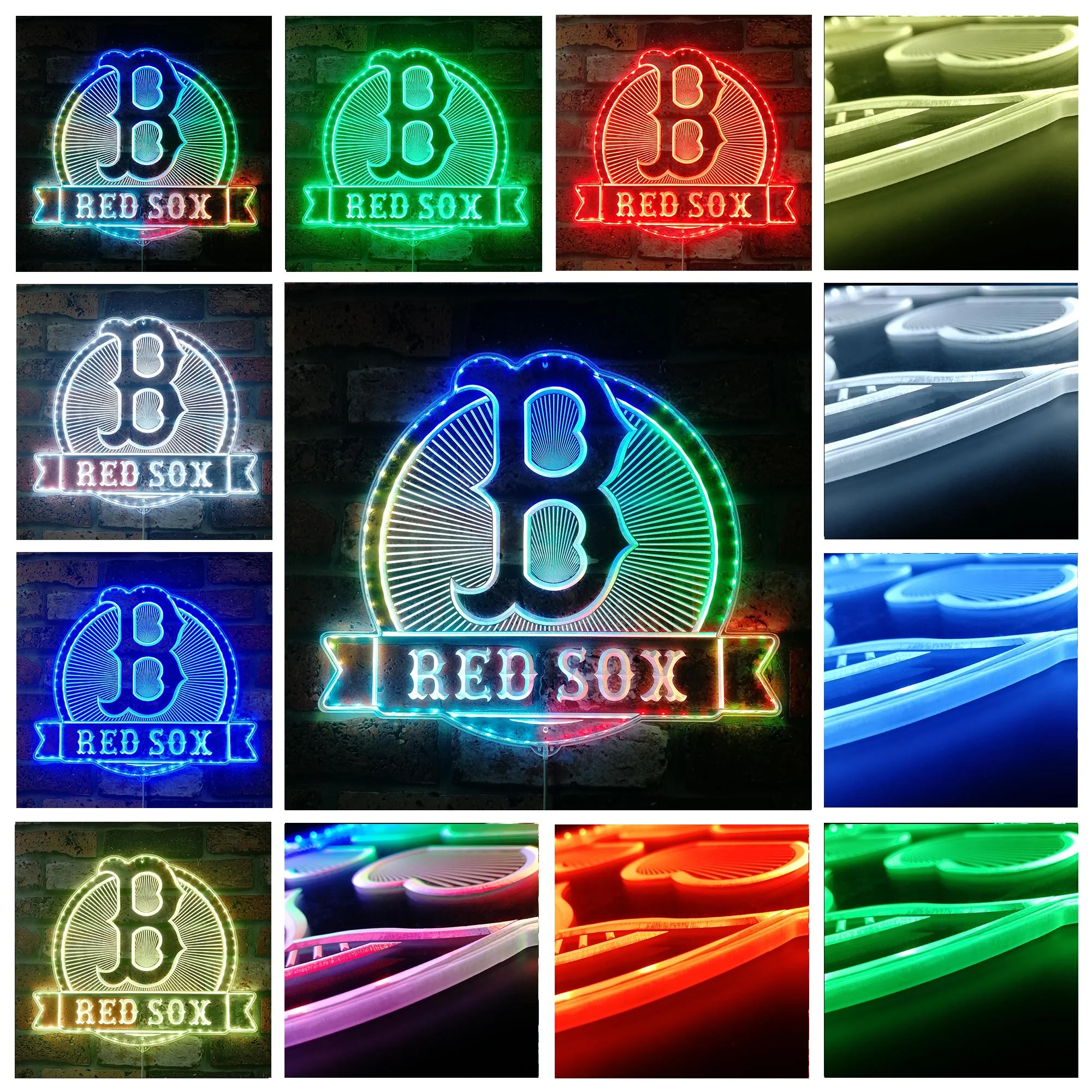 Boston Red Sox Neon LED Sign with Dynamic RGB Colors - Image 3