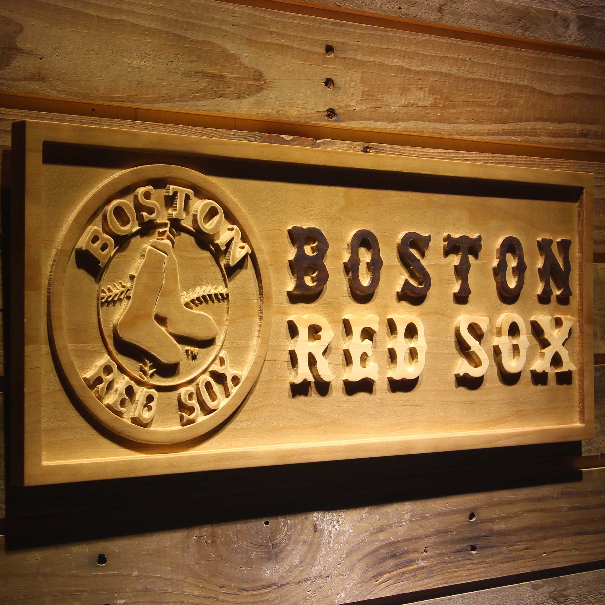 Boston Red Sox 3D Solid Wooden Craving Sign - Image 2