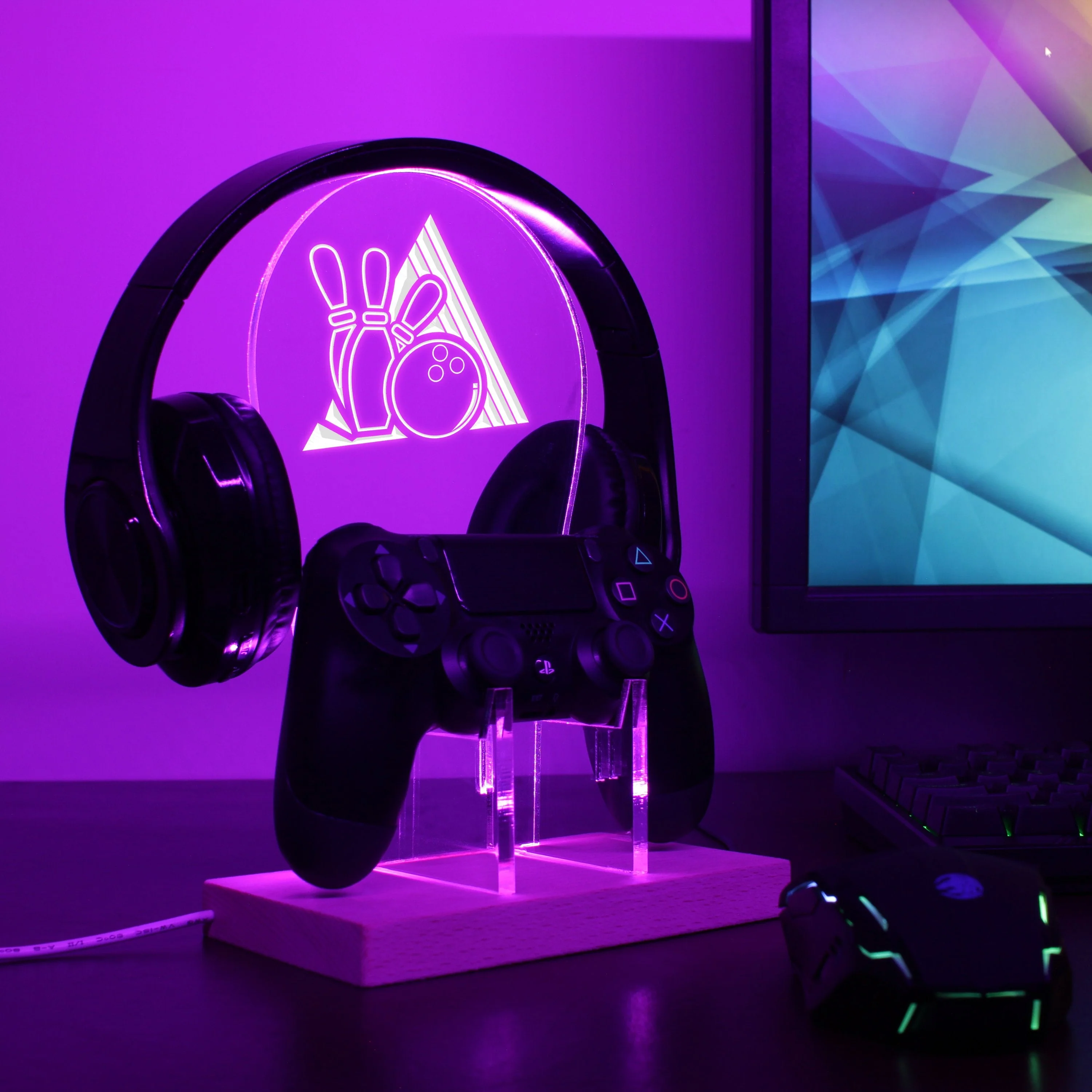 Bowling Game LED Gaming Headset Controller Stand