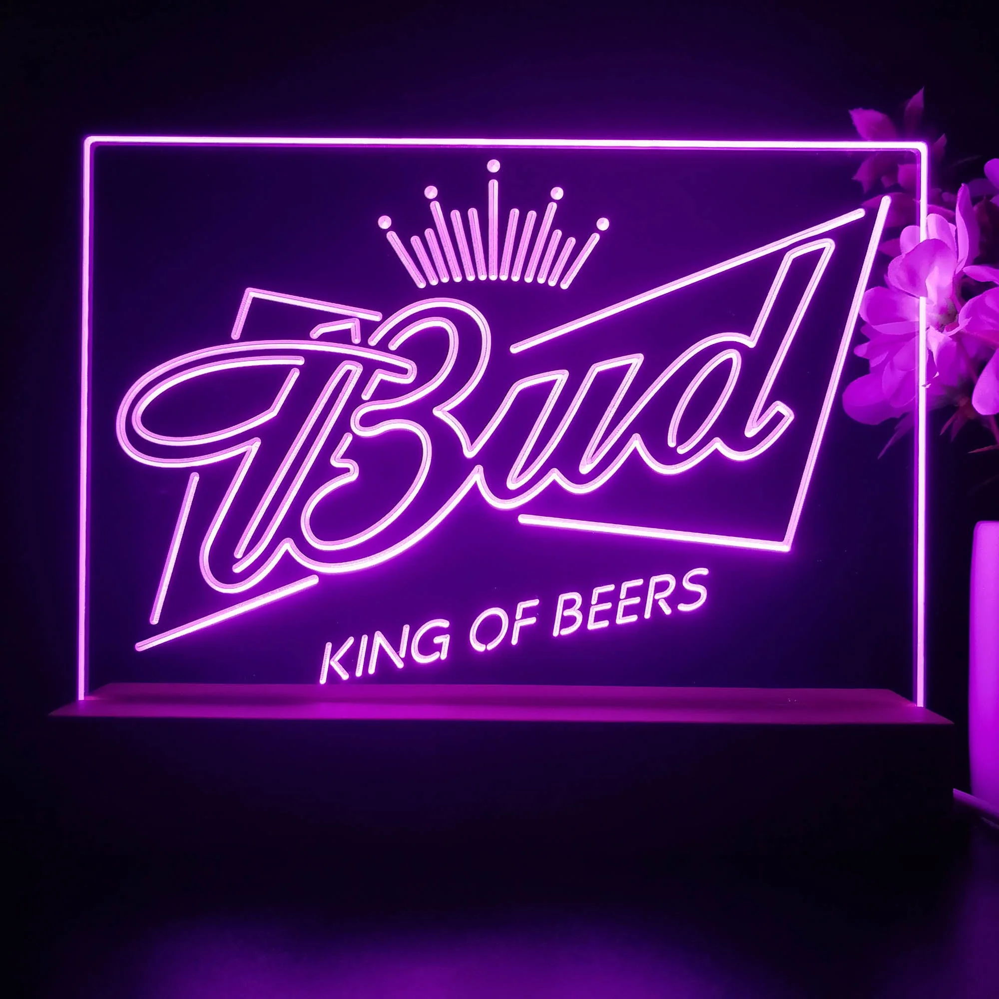 Bud King of Beer Crown Neon Sign Pub Bar Lamp