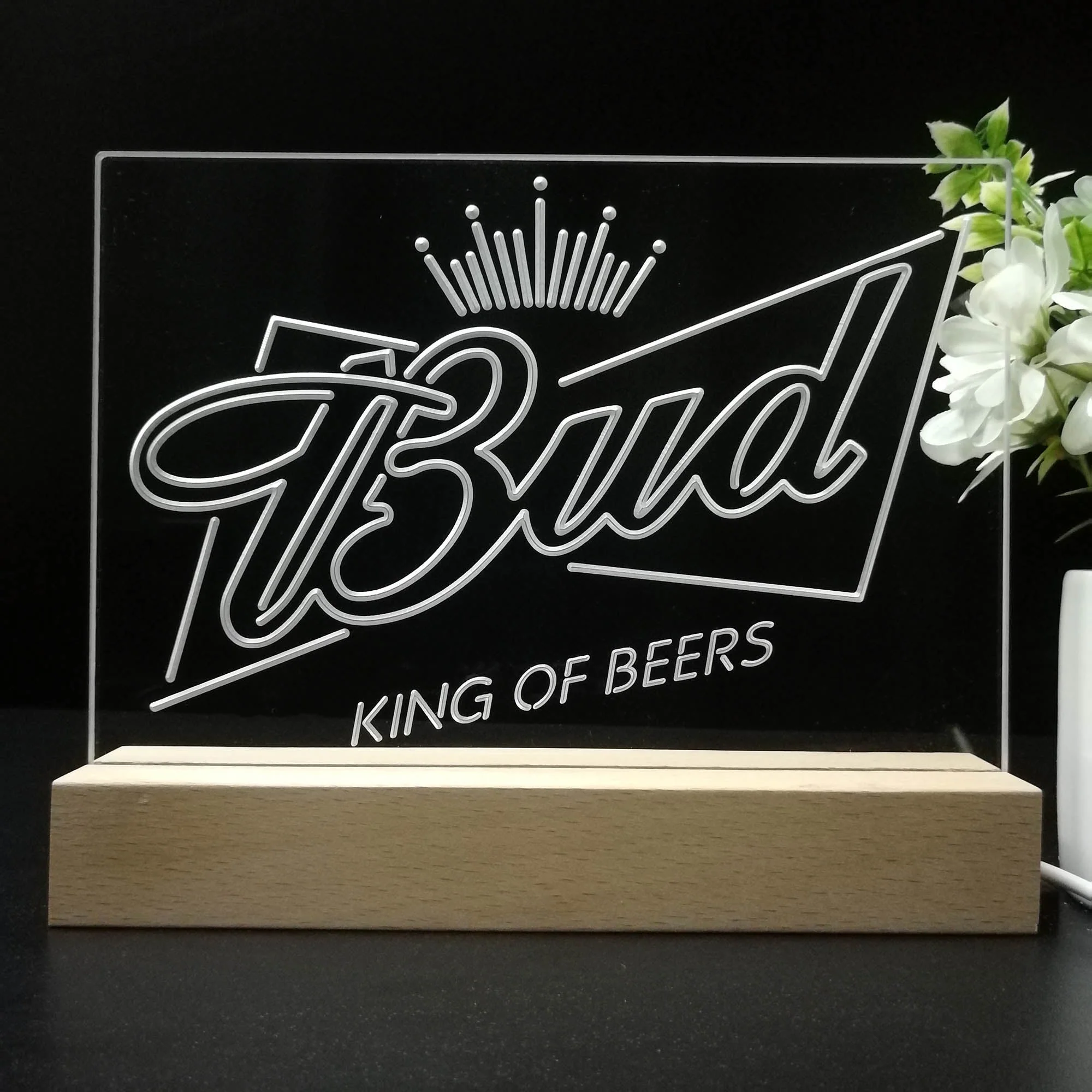 Bud King of Beer Crown Neon Sign Pub Bar Lamp - Image 8