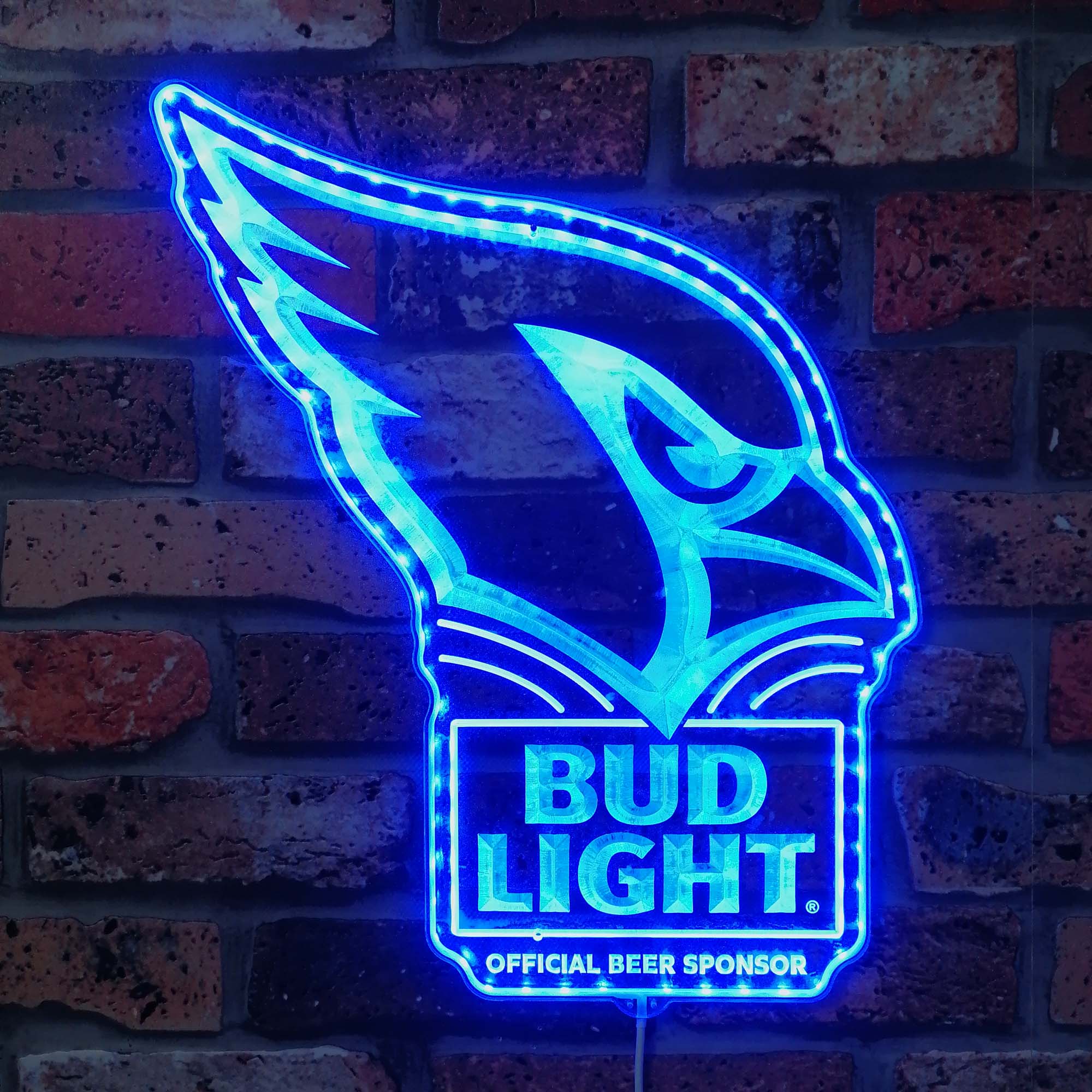 Bud Light & Arizona Cardinals Neon LED Sign with Dynamic RGB Colors - Image 4