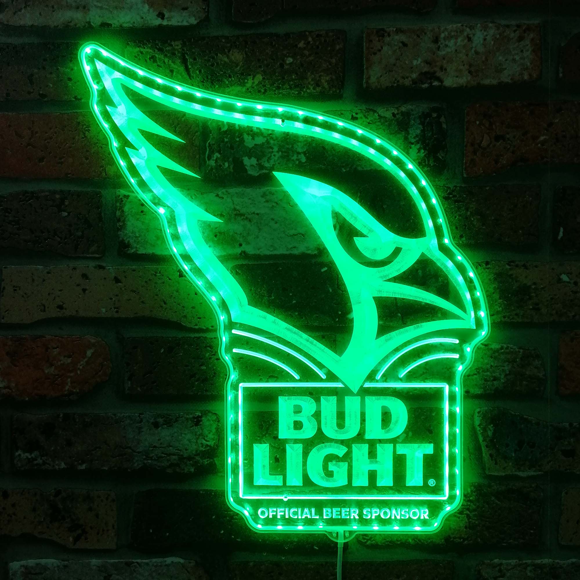 Bud Light & Arizona Cardinals Neon LED Sign with Dynamic RGB Colors - Image 6