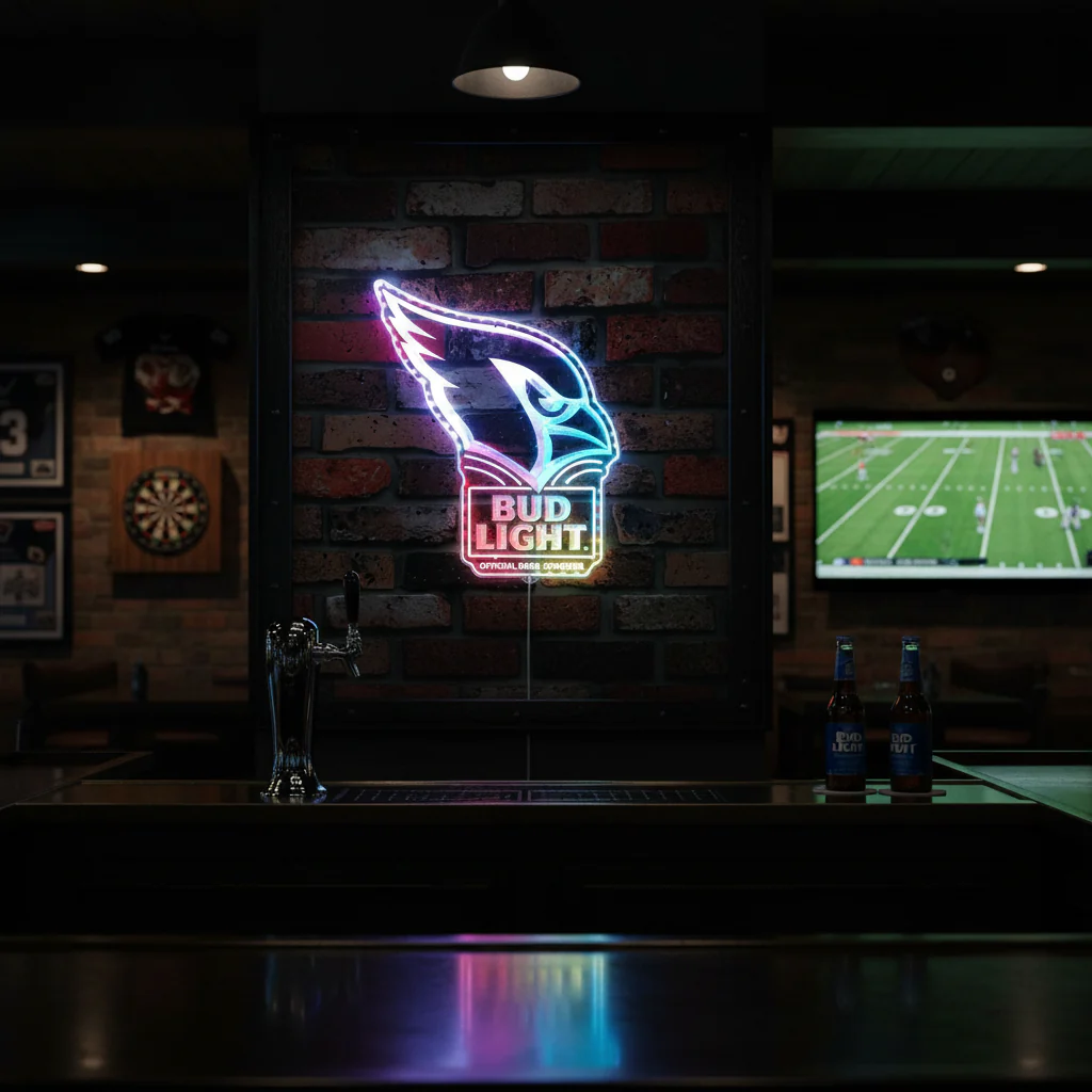 Bud Light & Arizona Cardinals Neon LED Sign with Dynamic RGB Colors - Image 8