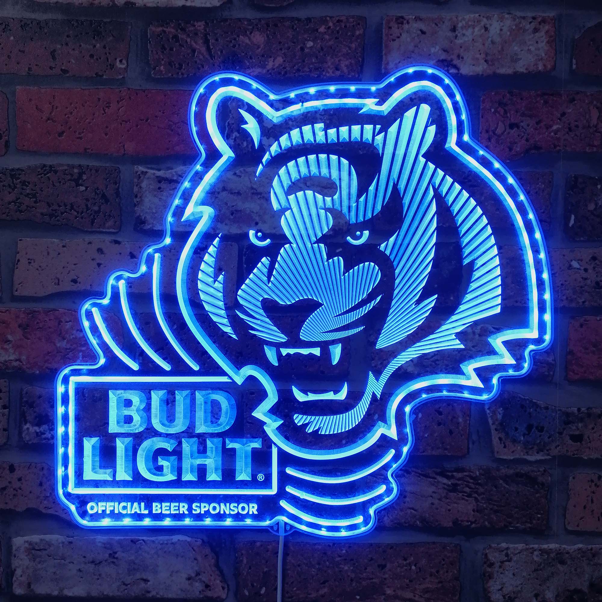 Bud Light & Cincinnati Bengals Neon LED Sign with Dynamic RGB Colors - Image 4