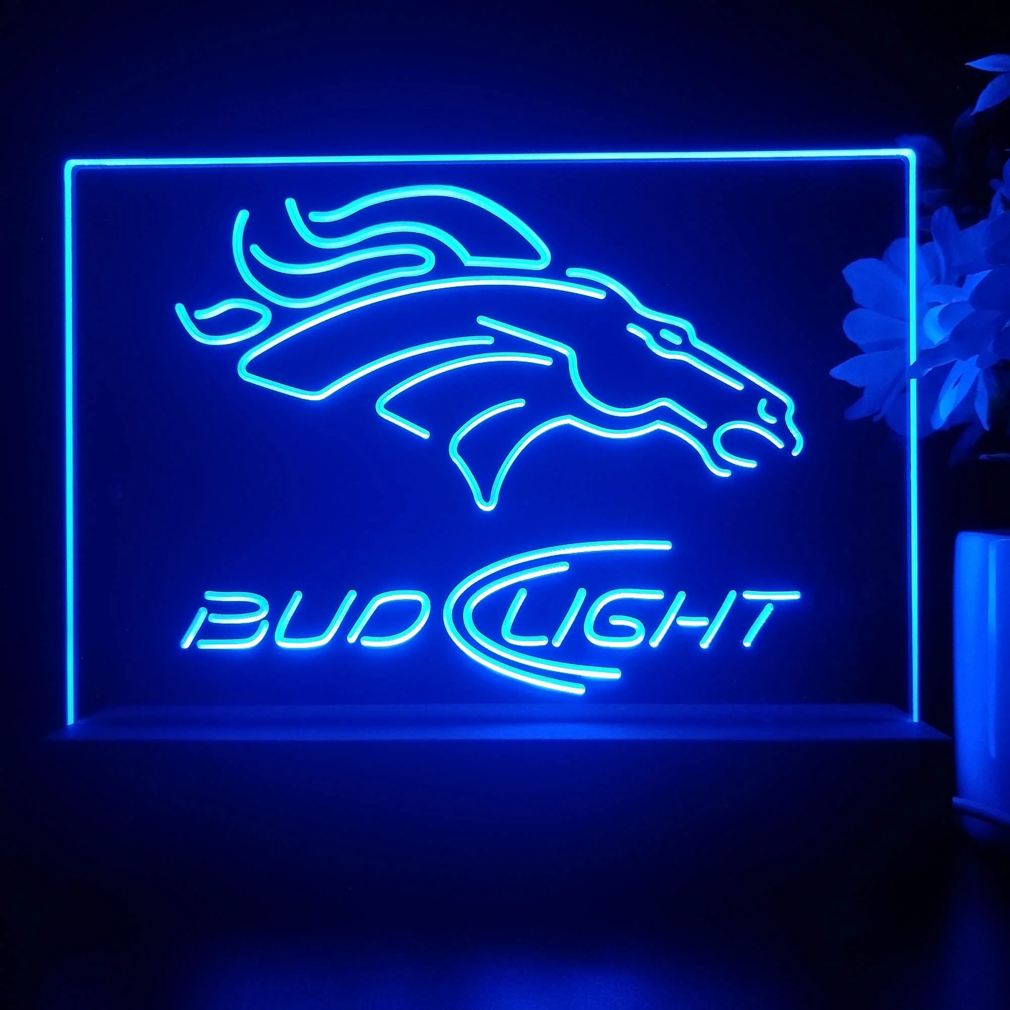 Bud Light Denver Broncos Night Light Pub Bar Lamp - Image 3