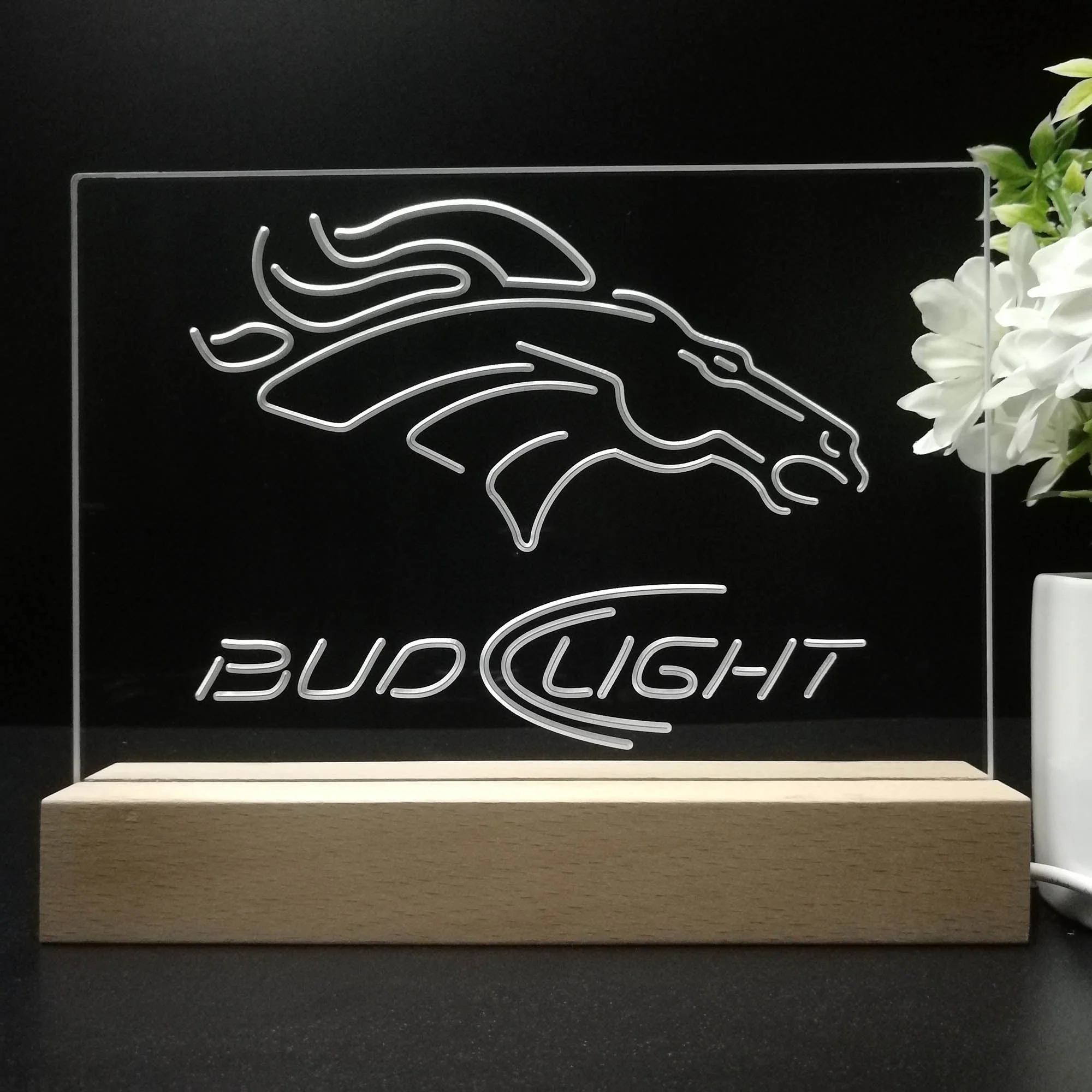 Bud Light Denver Broncos Night Light Pub Bar Lamp - Image 8