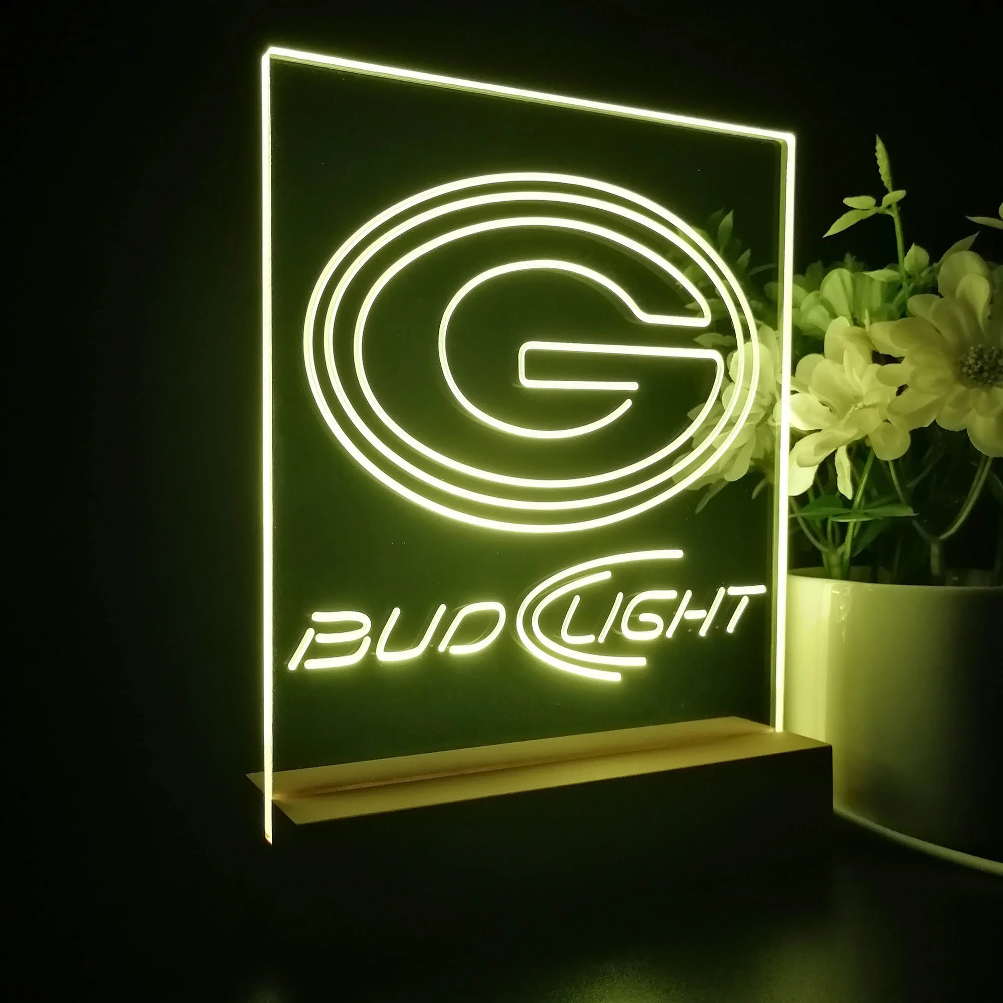 Bud Light Green Bay Packers 3D Illusion Night Light Desk Lamp - Image 5